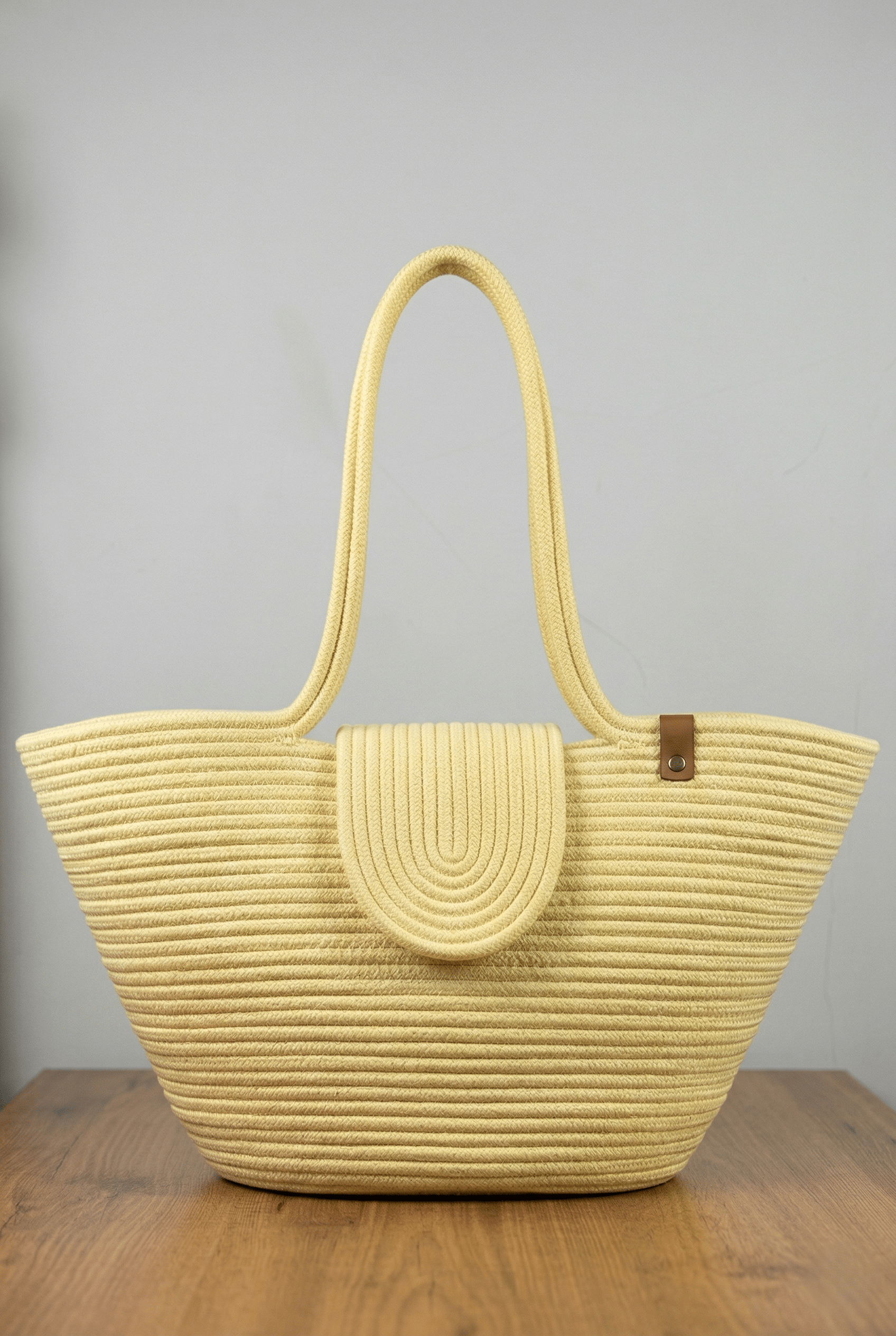 Boho Straw Style Magnetic Closure Natural Shoulder Bag - Yellow