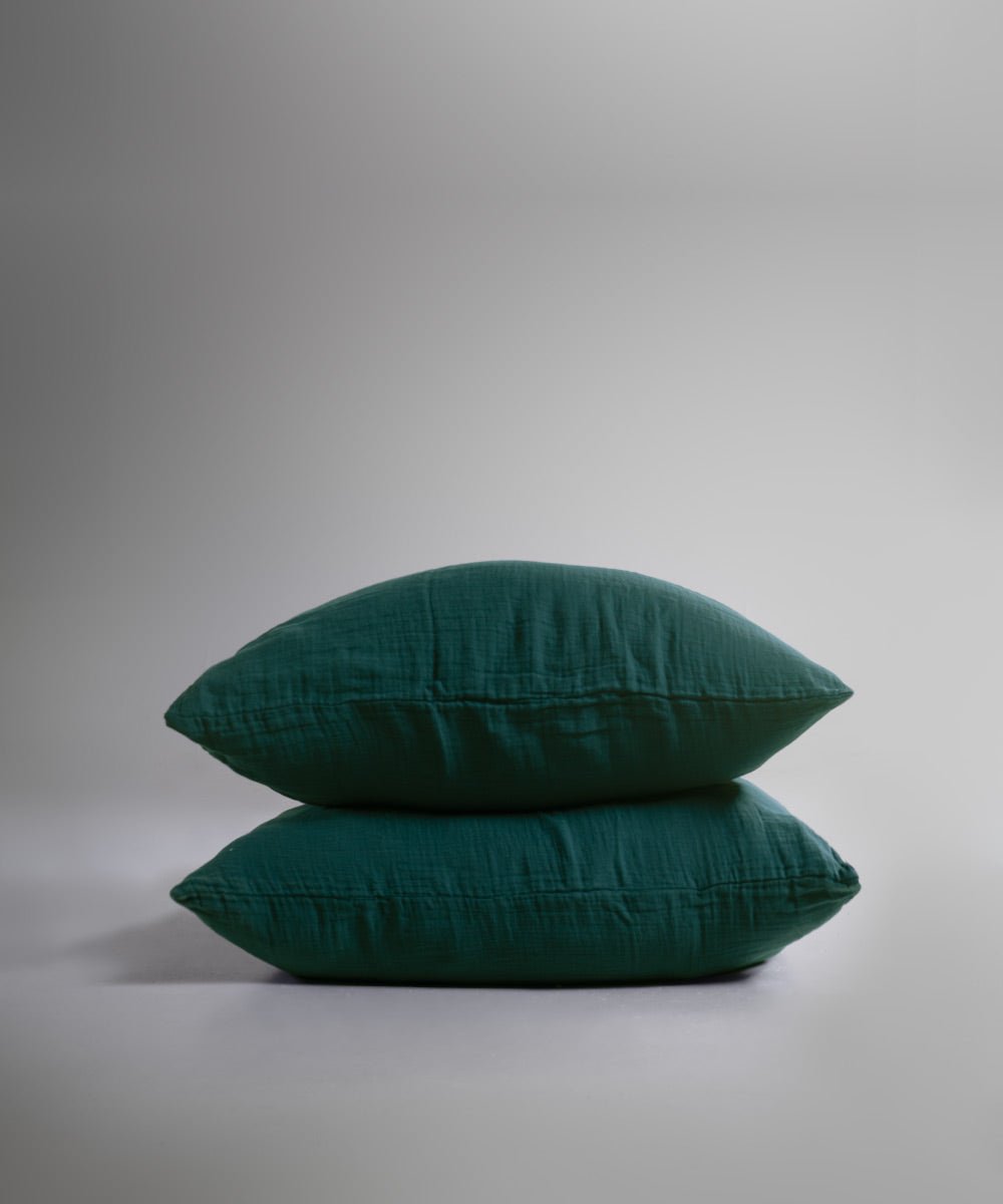 Esse 100% Soft Cotton Gauze/Muslin Pillowcase - Dark Green