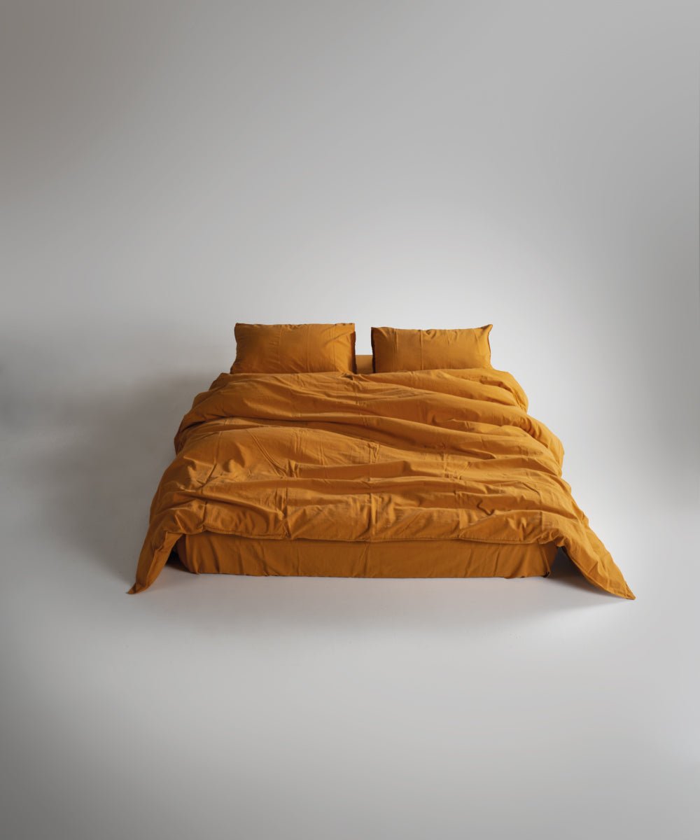 Stonewash 100% Soft Cotton Duvet Cover Mustard