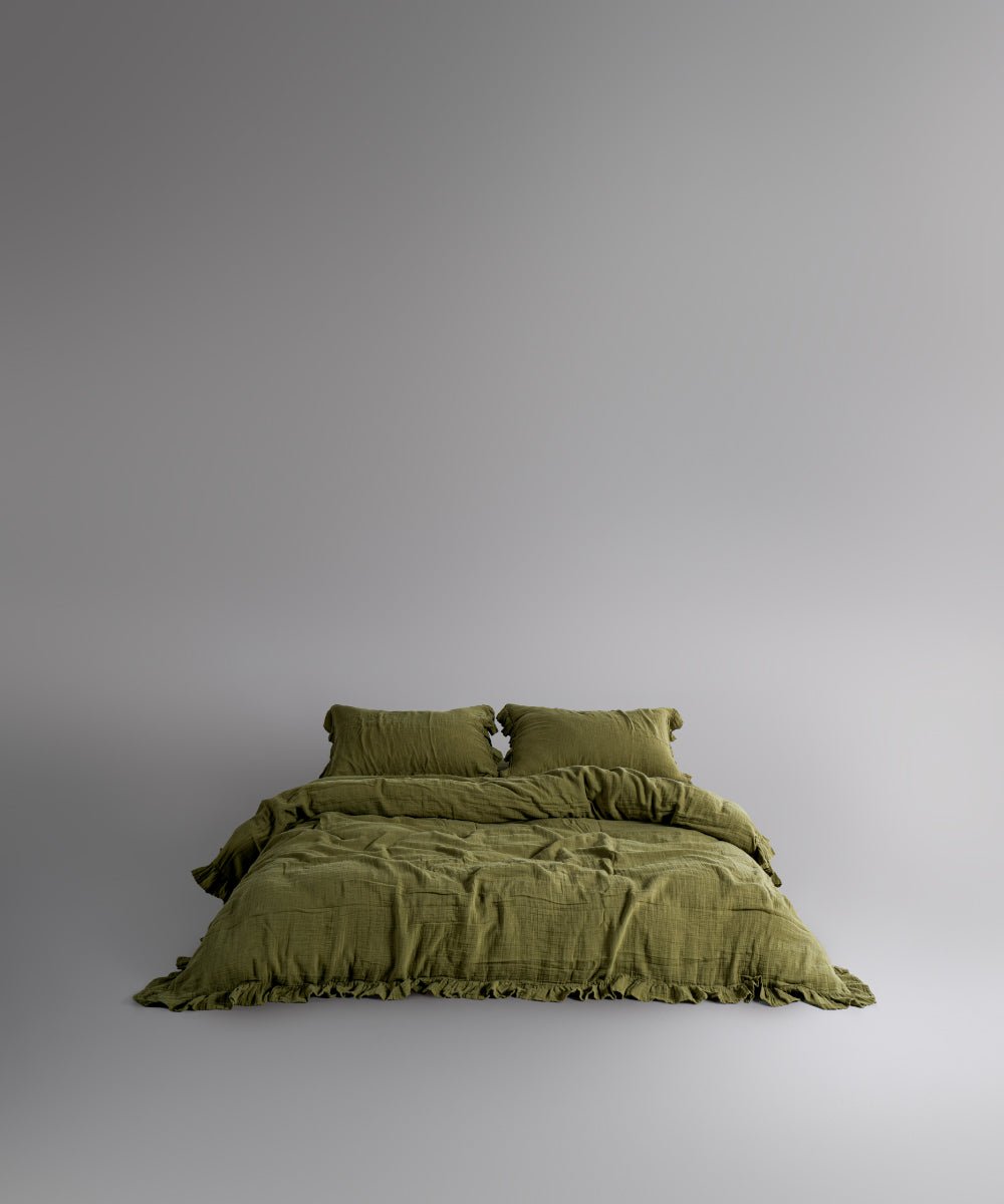 Esse Exclusive 100% Soft Cotton Gauze/Muslin Duvet Cover Olive