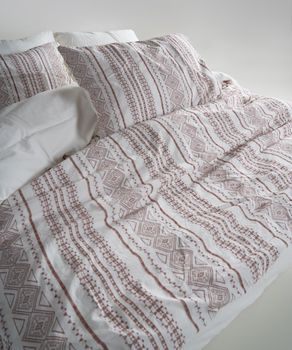 Stonewash 100% Soft Cotton Duvet Cover Set Coastal Trio - Cream