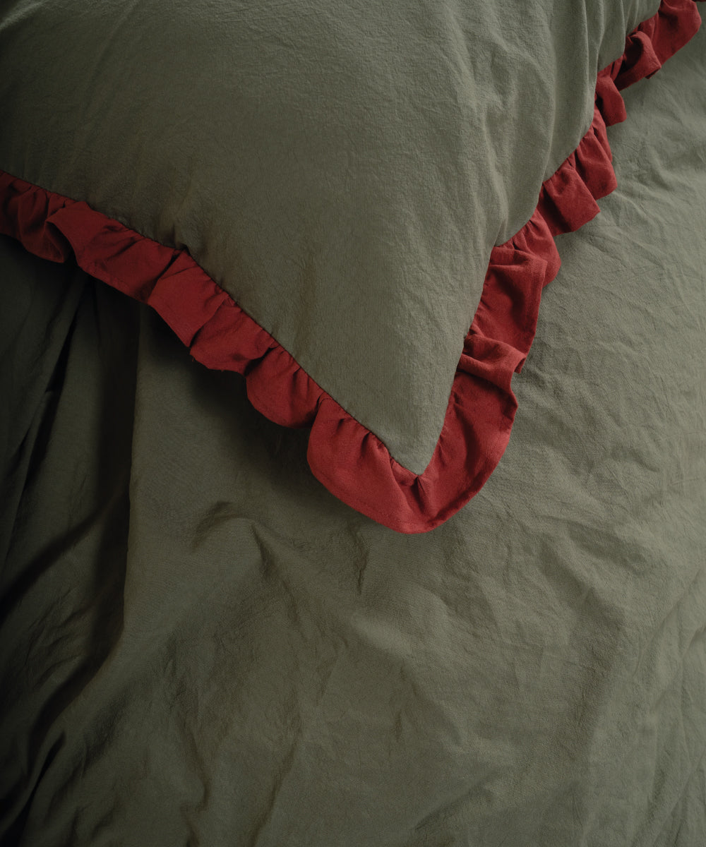 Stonewash Cozy Exclusive 100% Soft Cotton Duvet Cover Set Capulet Olive