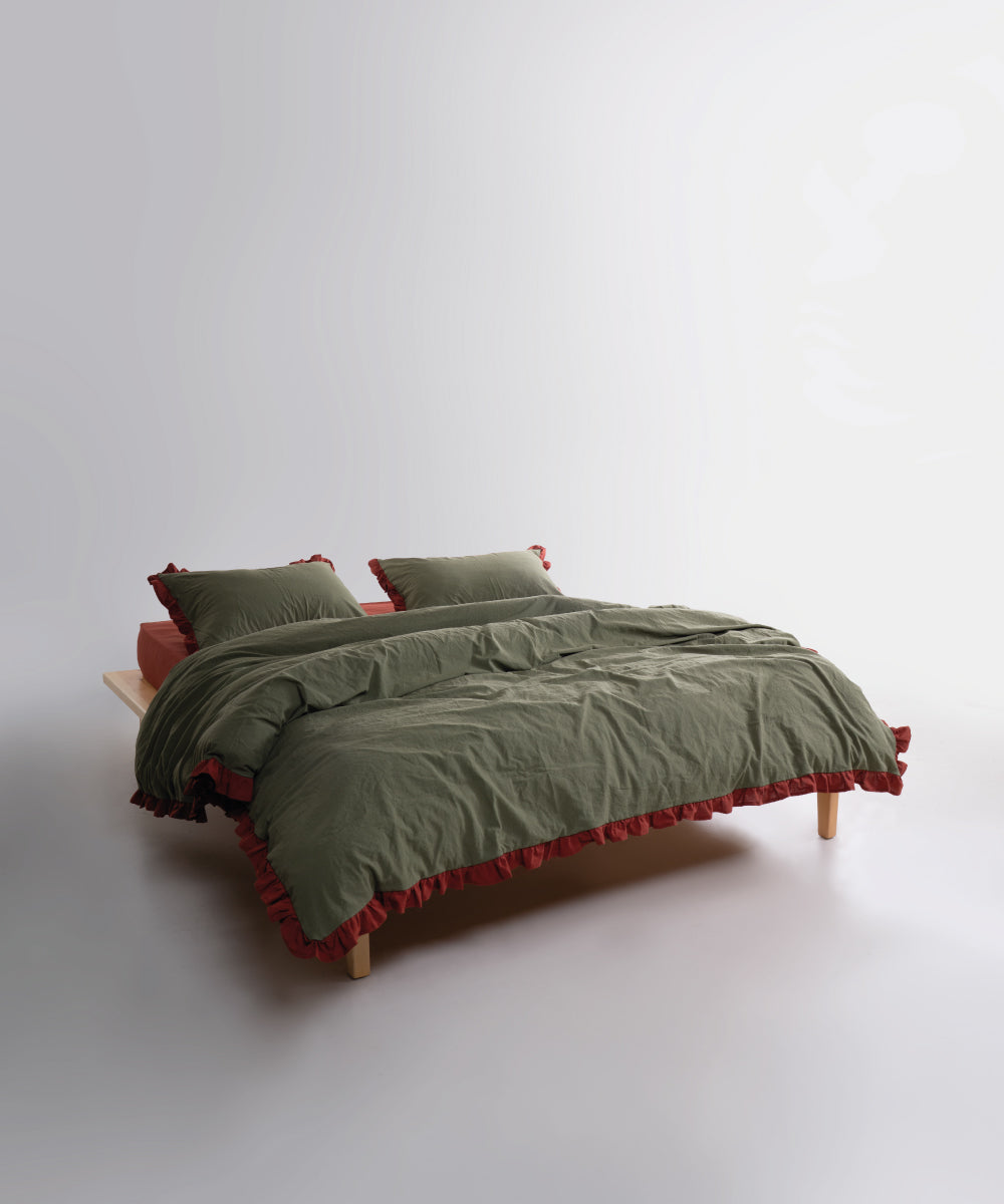 Stonewash Cozy Exclusive 100% Soft Cotton Duvet Cover Set Capulet Olive