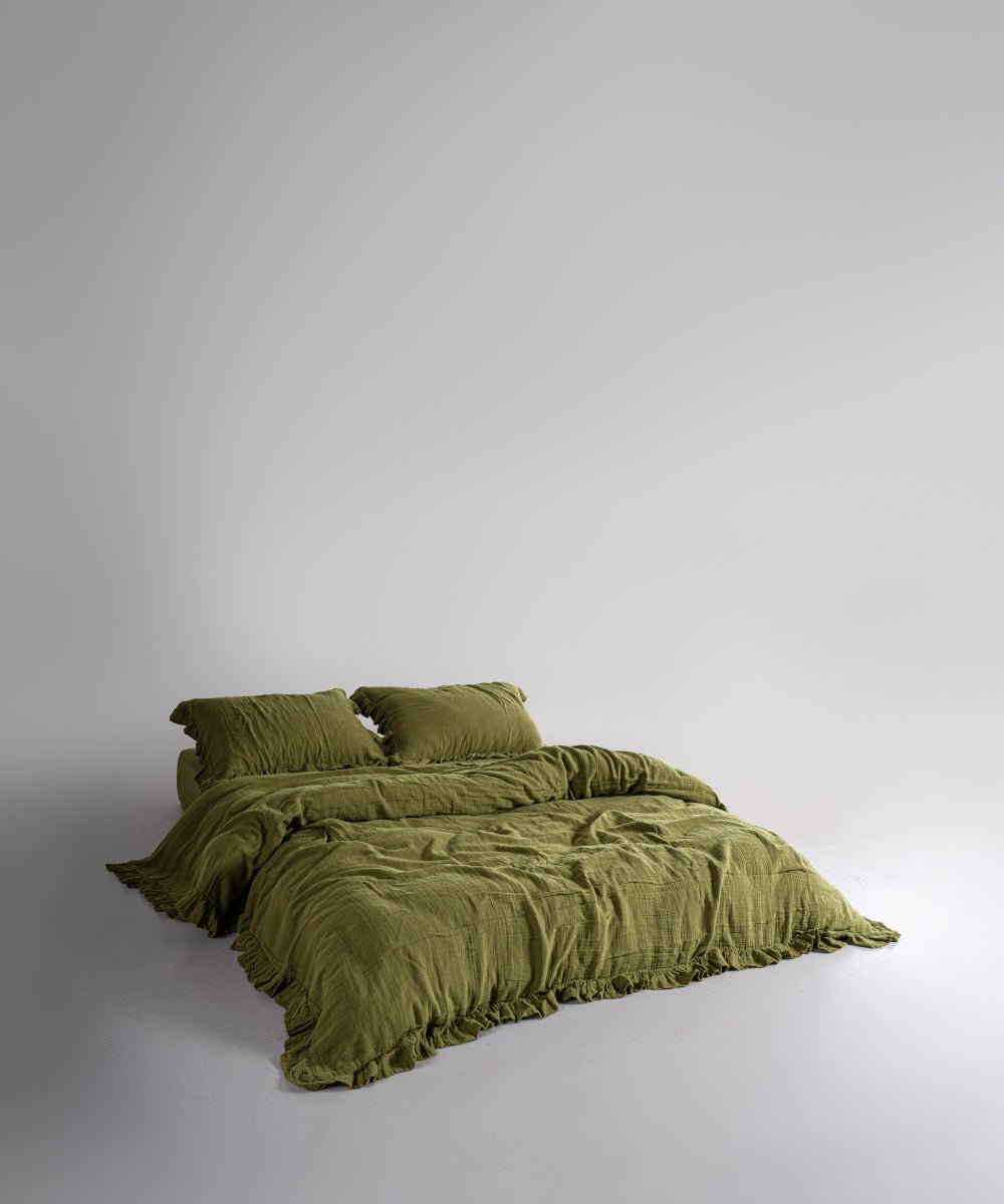 Esse Exclusive 100% Soft Cotton Gauze/Muslin Duvet Cover Olive