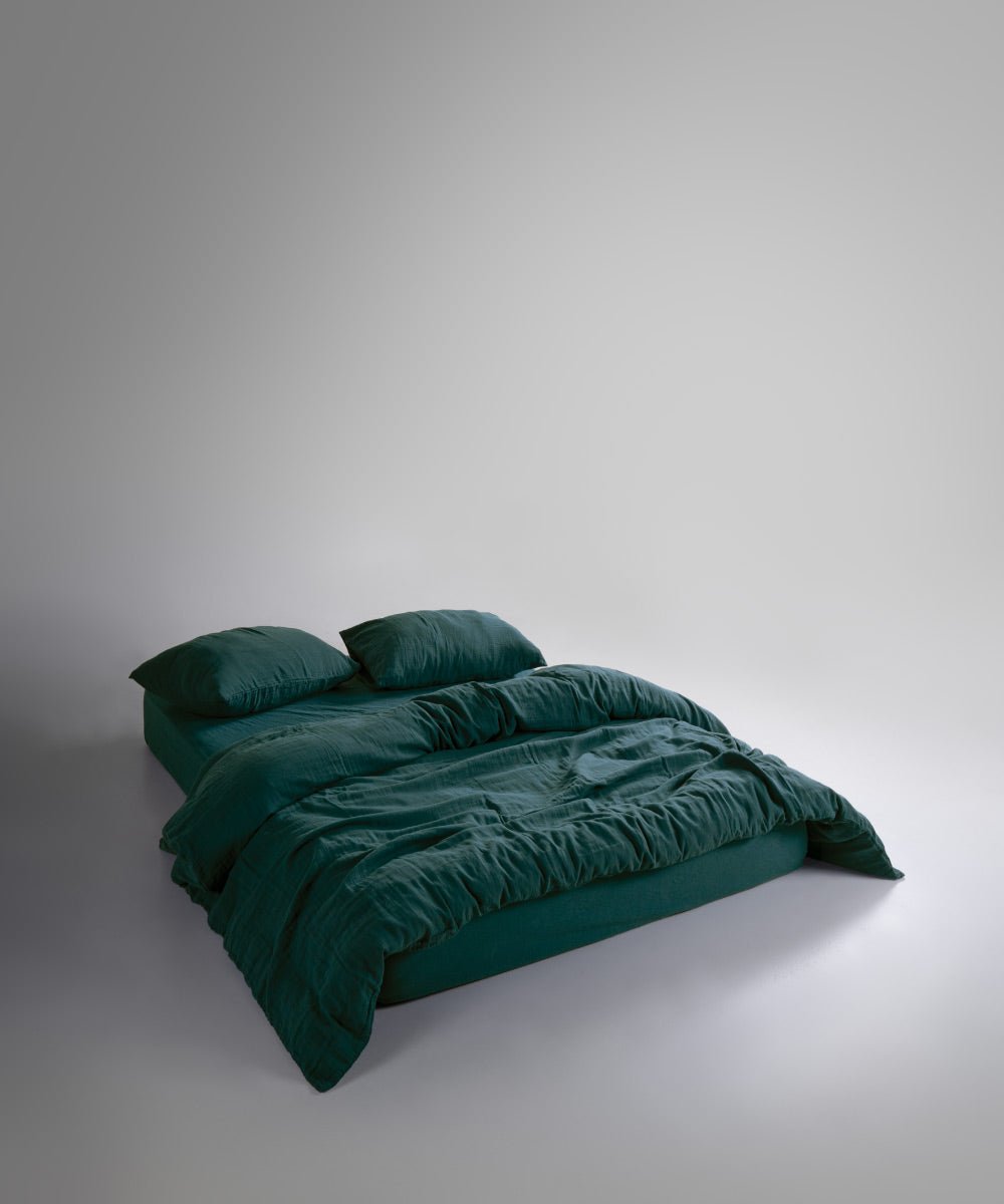 Esse 100% Soft Cotton Gauze/Muslin Duvet Cover Set - Dark Green