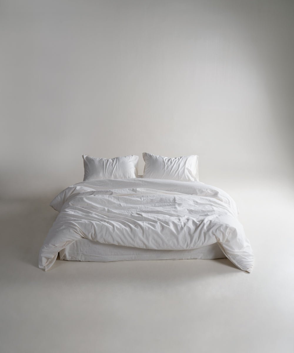 Stonewash 100% Soft Cotton Fitted Sheet Set Snow White
