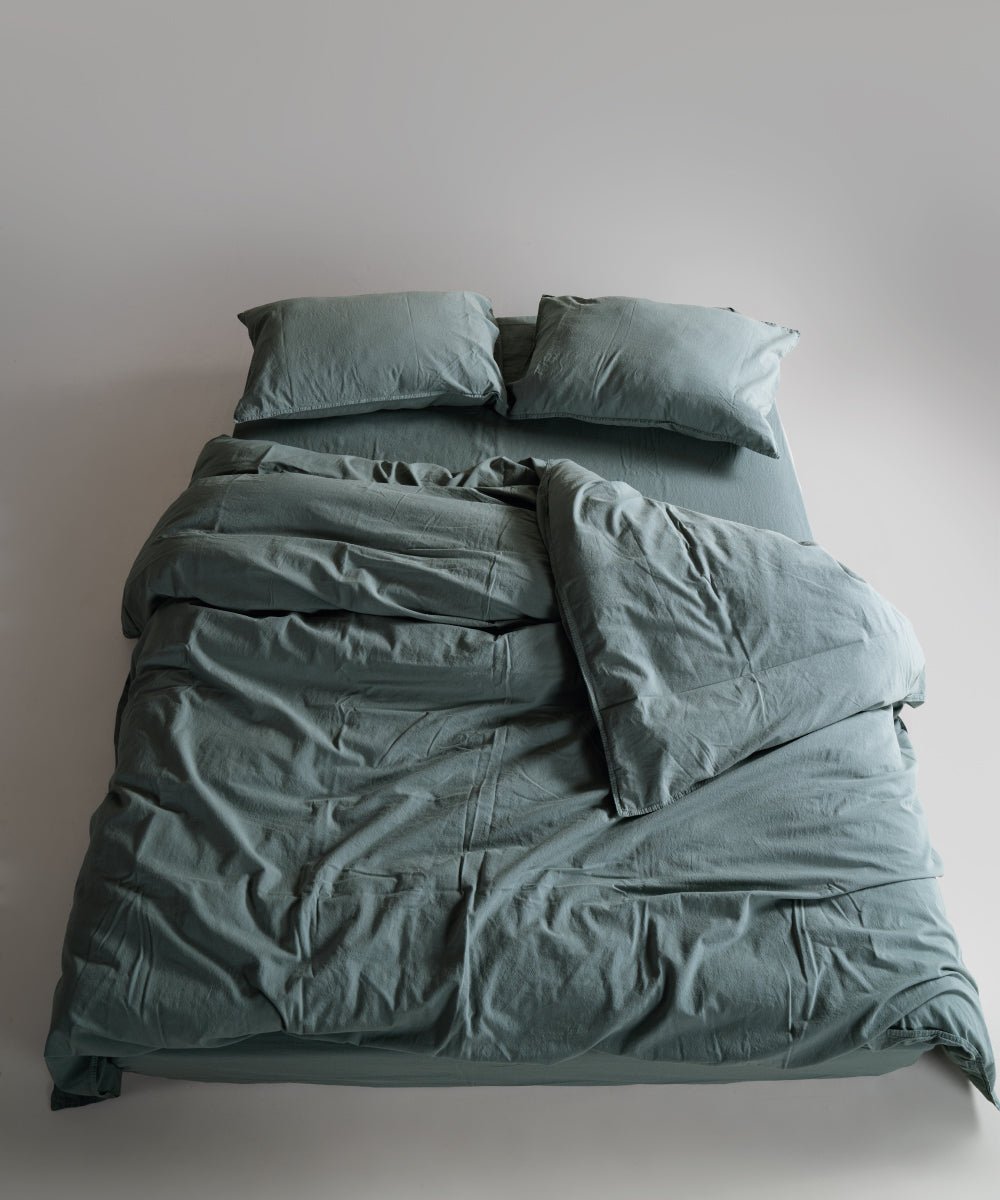 Stonewash 100% Soft Cotton Pillowcase Natural Green