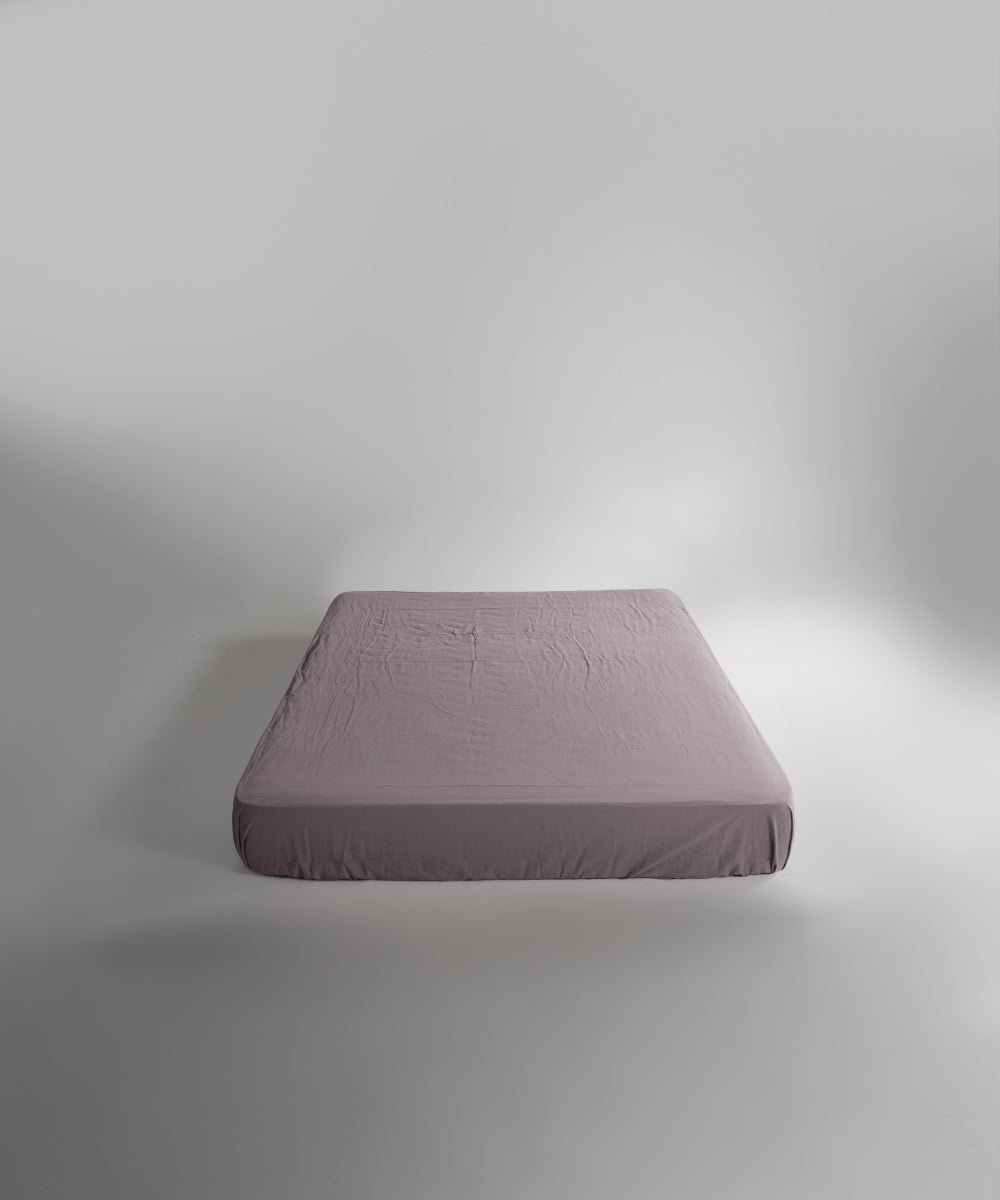 Stonewash 100% Soft Cotton Fitted Sheet Natural Violet
