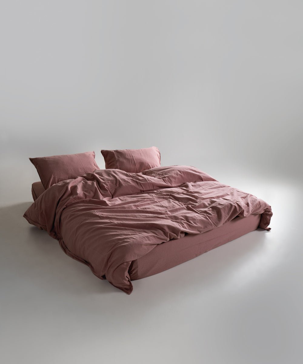 Stonewash 100% Soft Cotton Duvet Cover Old Rose