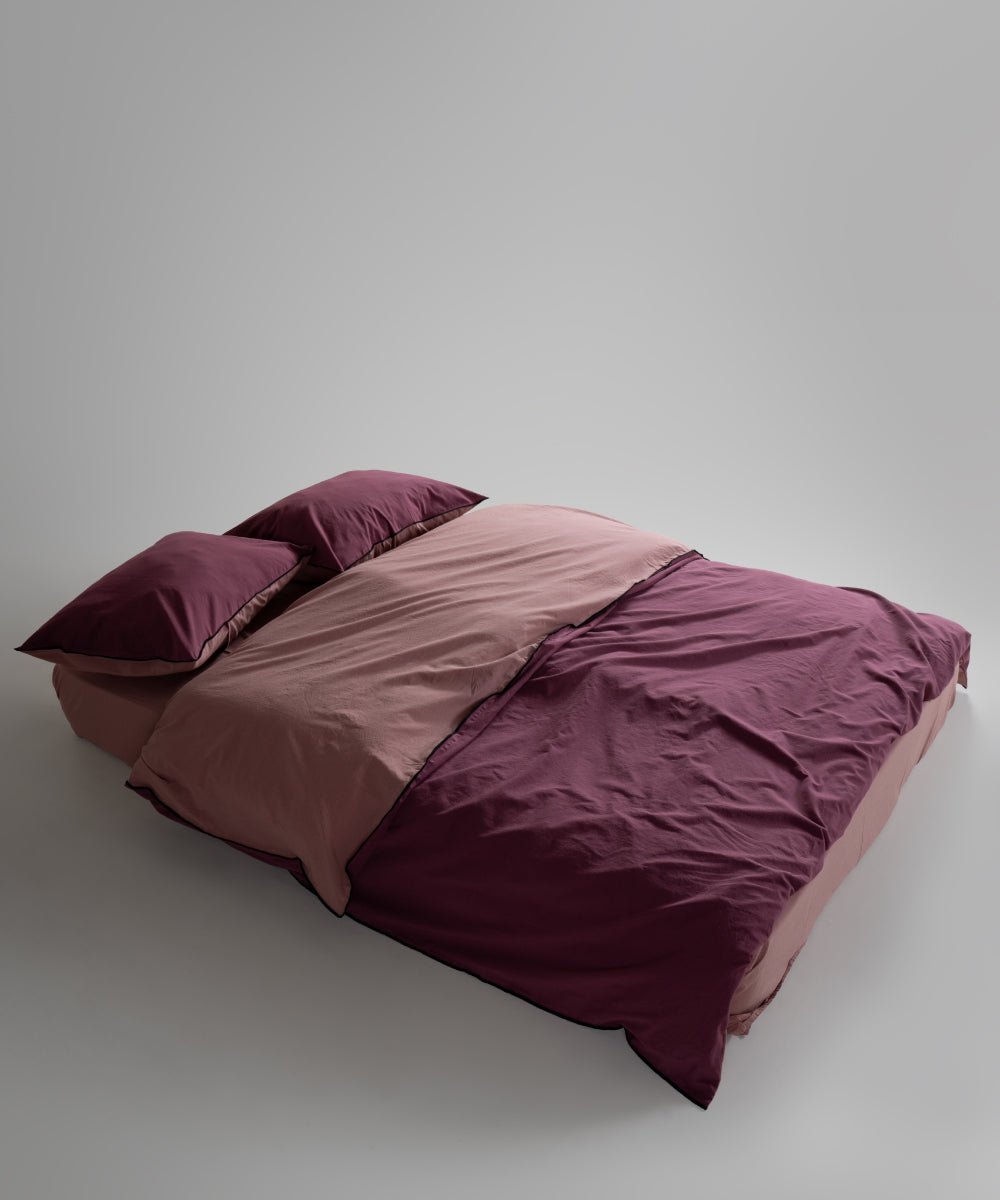 Essualte Stonewashed Reversible 100% Cotton Duvet Cover Set Old Rose / Roseberry