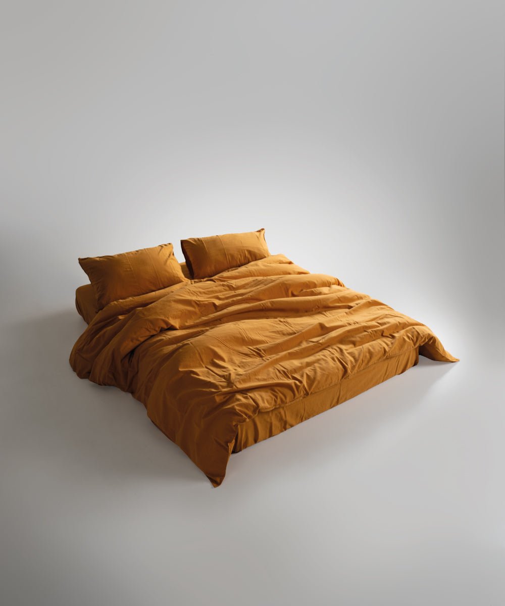 Stonewash 100% Soft Cotton Duvet Cover Mustard