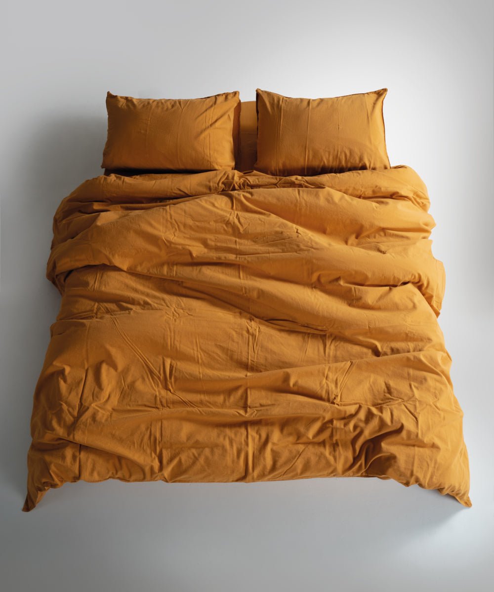 Stonewash 100% Soft Cotton Duvet Cover Mustard