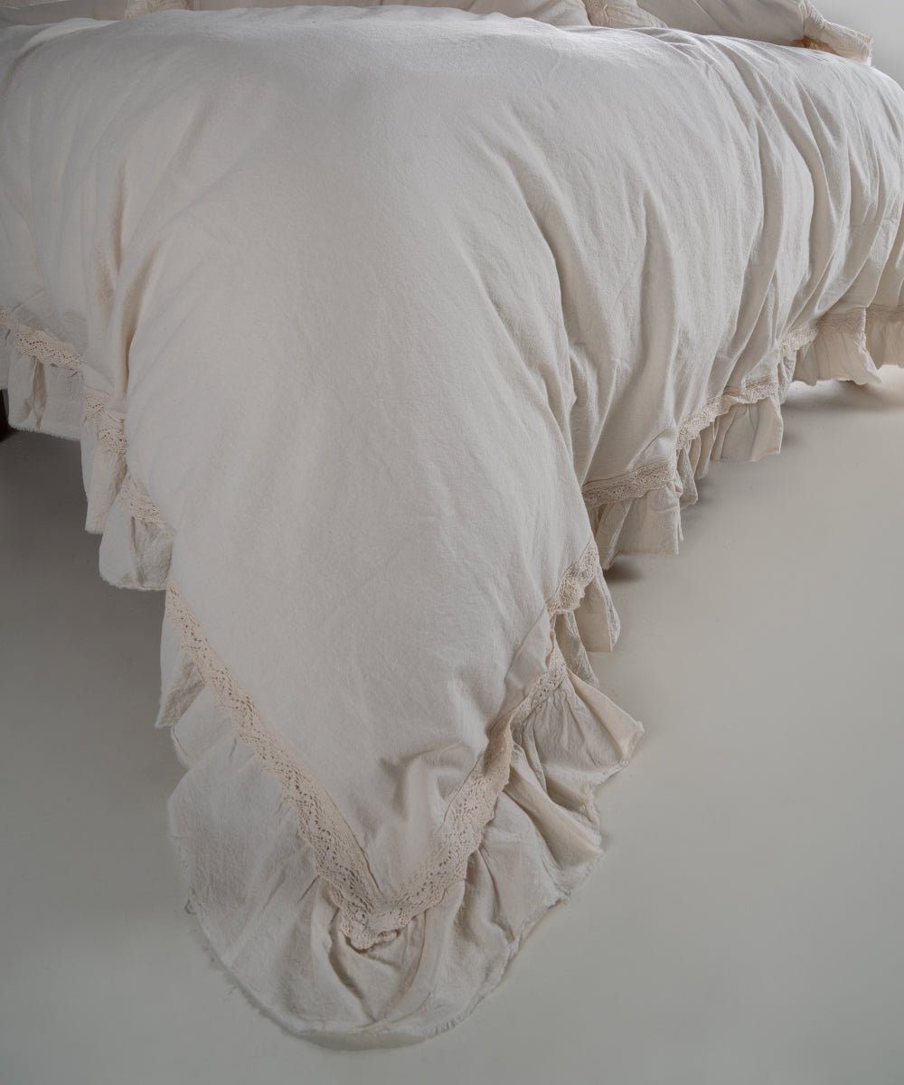 Stonewash 100% Soft Cotton Duvet Cover Set Francesca Cream