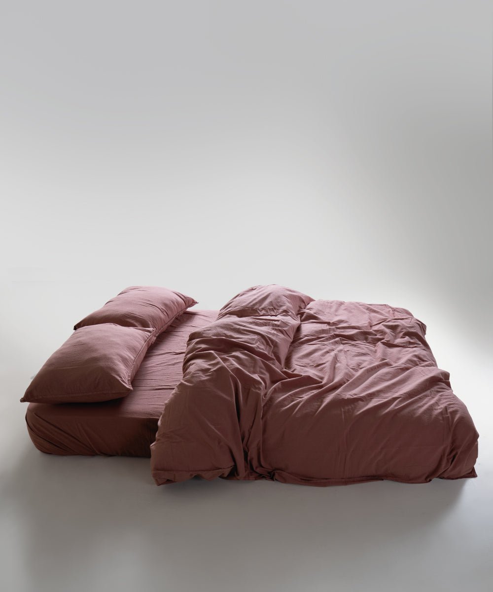Stonewash 100% Soft Cotton Duvet Cover Old Rose