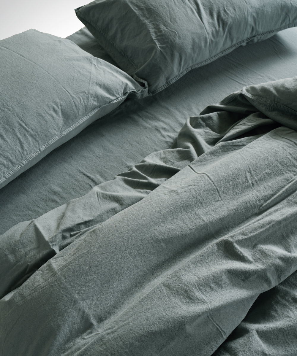 Stonewash 100% Soft Cotton Pillowcase Natural Green