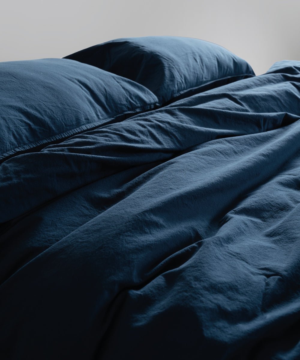 Stonewash 100% Soft Cotton Fitted Sheet Set Dress Blue