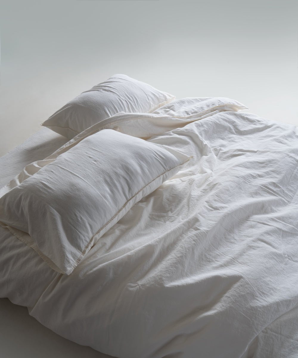 Stonewash 100% Soft Cotton Fitted Sheet Set Snow White