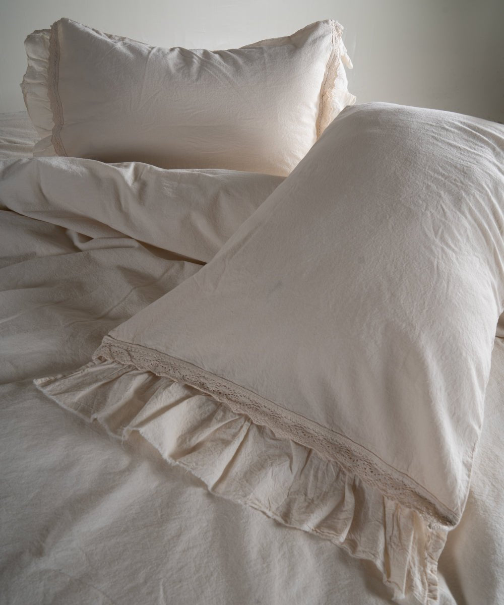 Stonewash 100% Soft Cotton Duvet Cover Set Francesca Cream