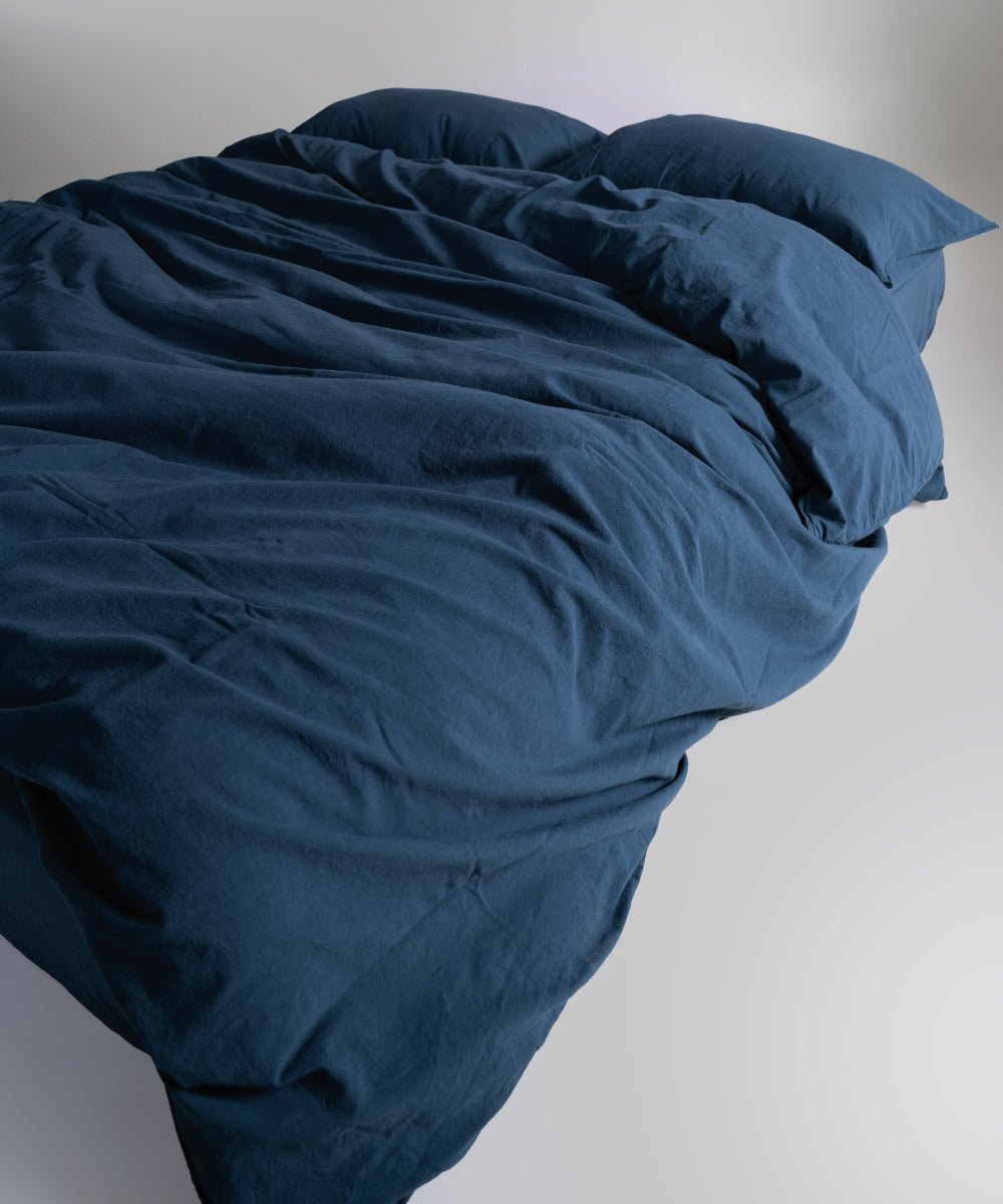 Stonewash 100% Soft Cotton Fitted Sheet Set Dress Blue