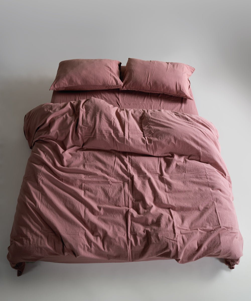 Stonewash 100% Soft Cotton Duvet Cover Old Rose
