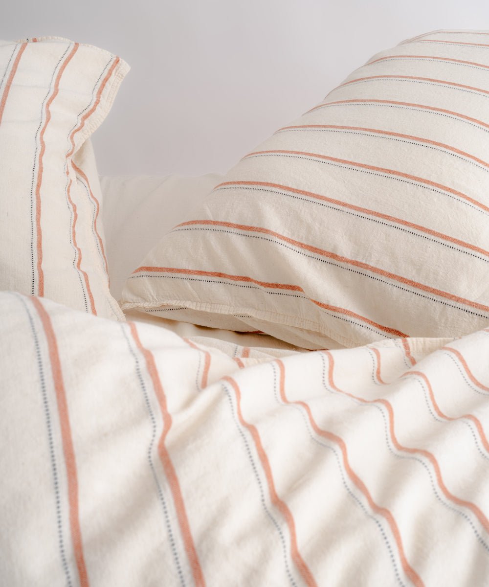 Garmenwashed Kiremit Line 100% Cotton Duvet Cover Set