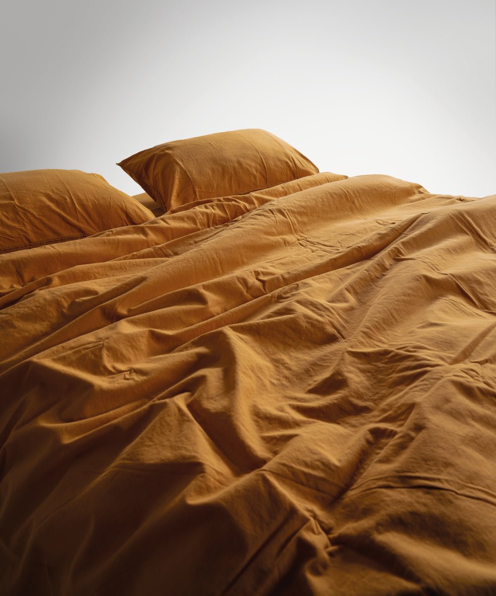 Stonewash 100% Soft Cotton Duvet Cover Mustard