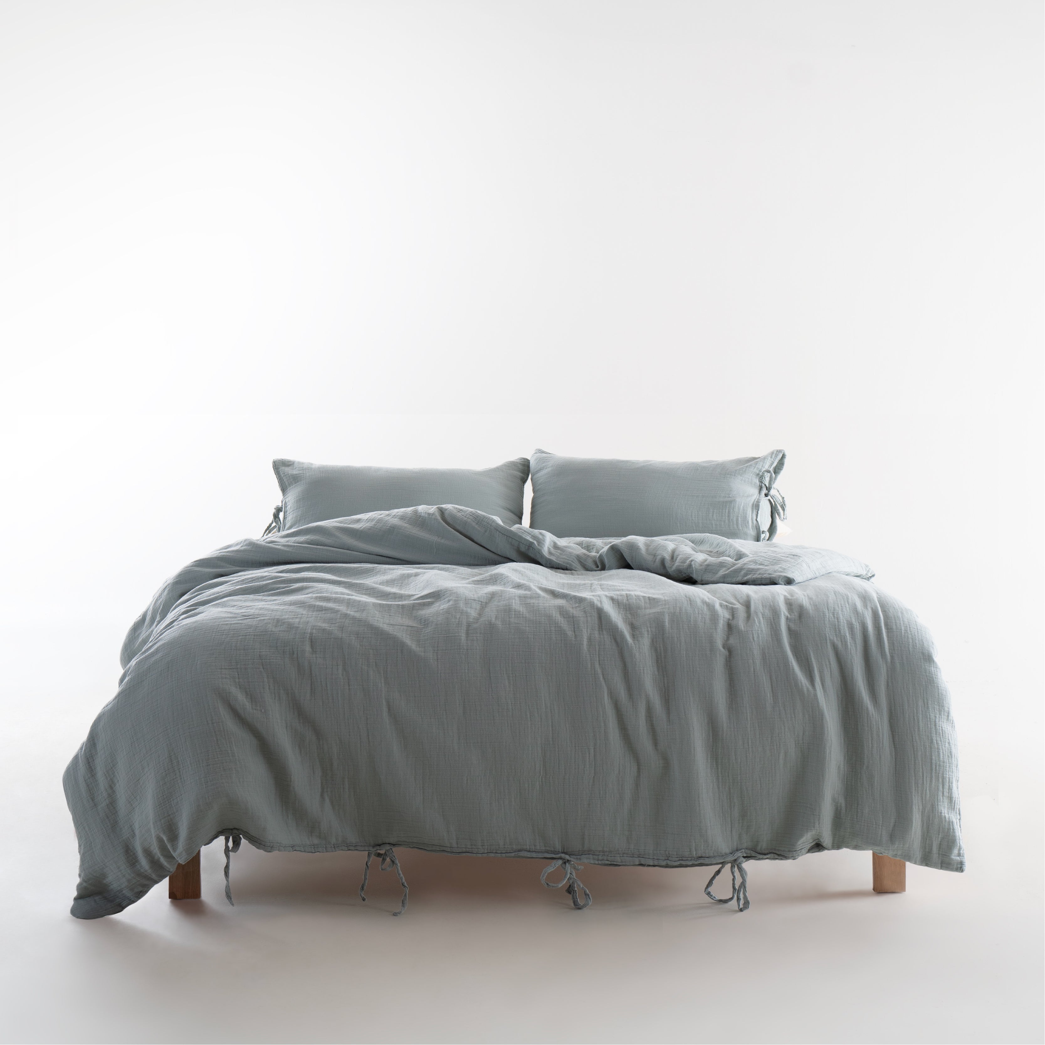 Esse 100% Natural Cotton Gauze-Muslin Duvet Cover Set Natural Green