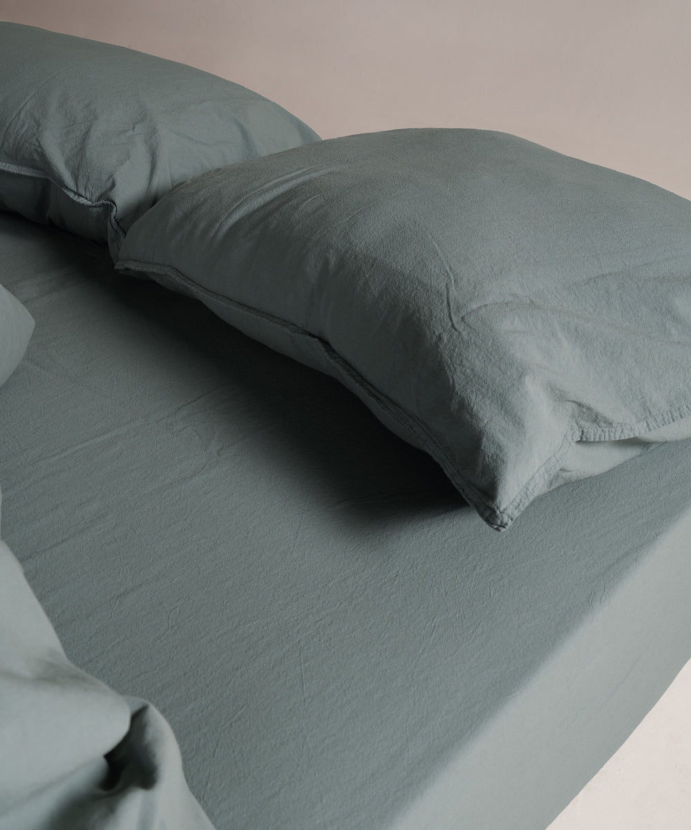 Stonewash 100% Soft Cotton Pillowcase Natural Green