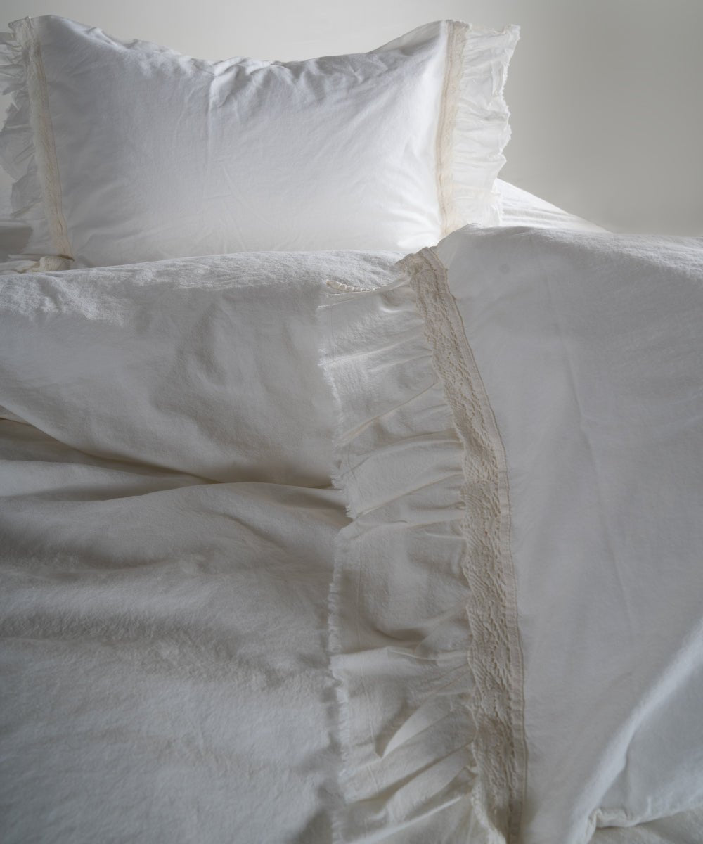 Stonewash 100% Soft Cotton Duvet Cover Set Francesca Snow White