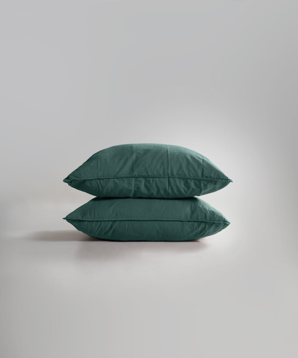 Stonewash 100% Soft Cotton Fitted Sheet Set Dark Green