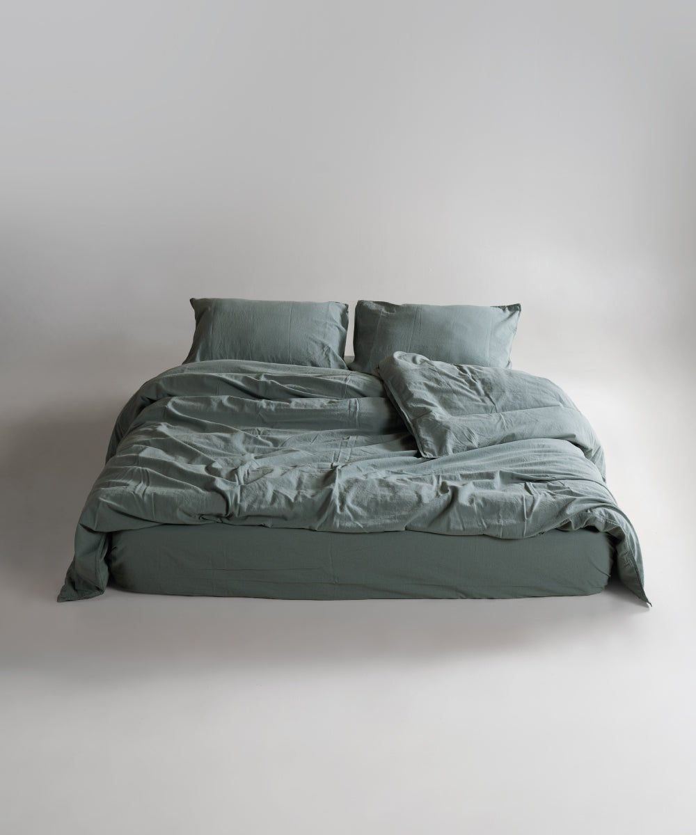 Stonewash 100% Soft Cotton Pillowcase Natural Green