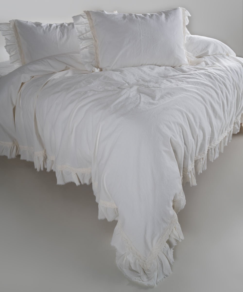 Stonewash 100% Soft Cotton Duvet Cover Set Francesca Snow White