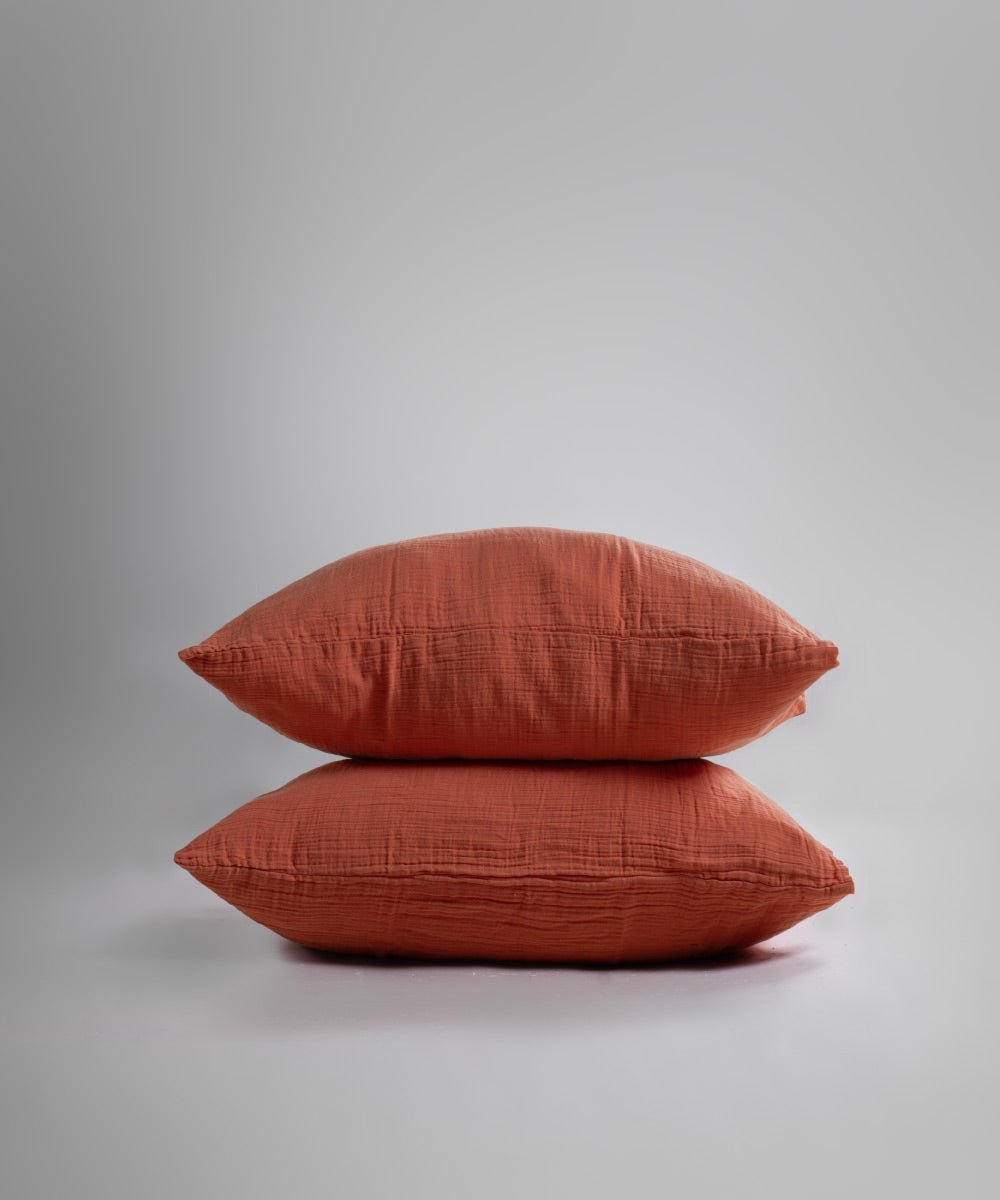 Esse 100% Soft Cotton Gauze/Muslin Pillowcase - Mecca Orange