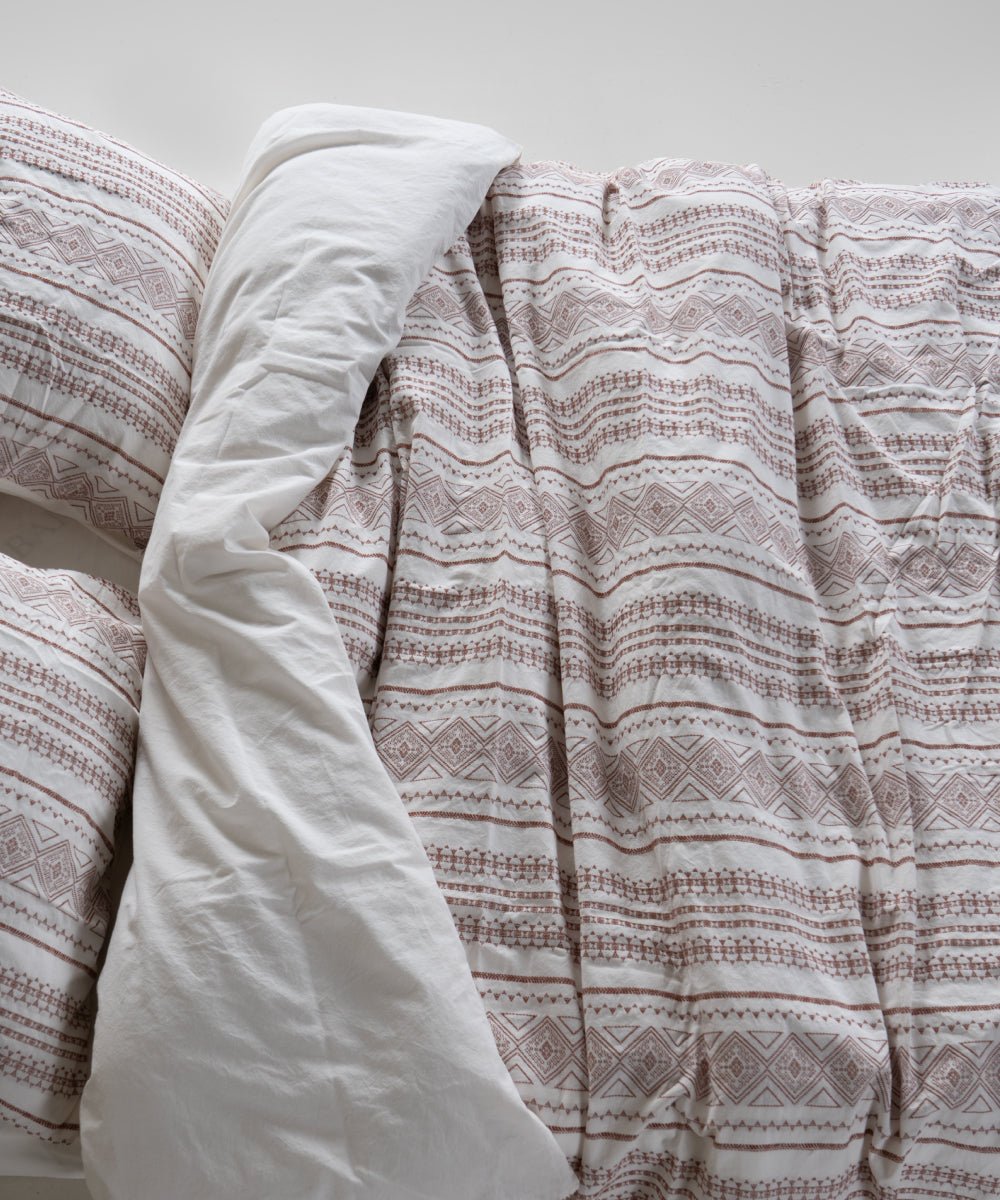Stonewash 100% Soft Cotton Duvet Cover Set Coastal Trio - Cream