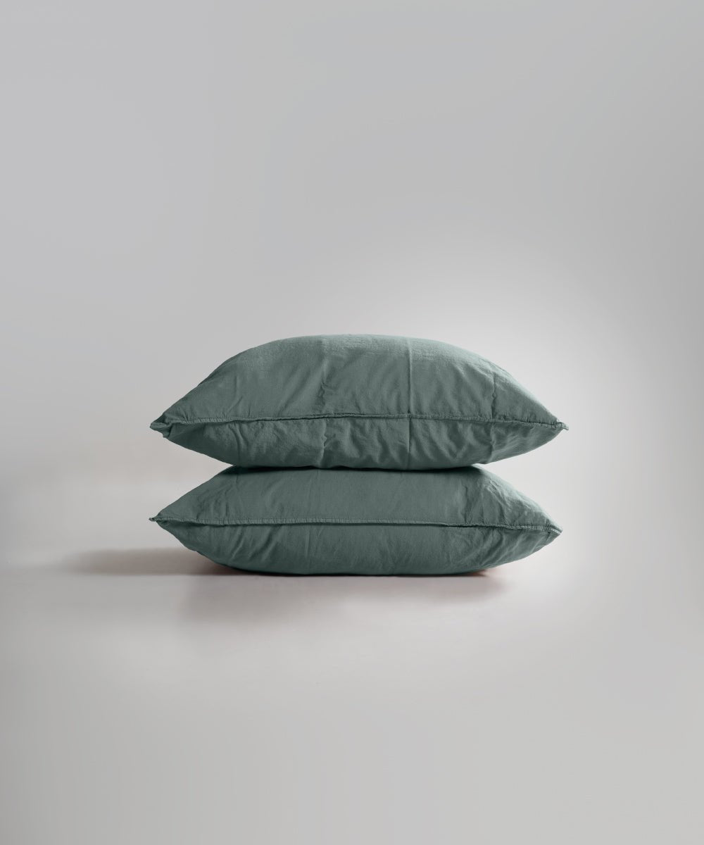 Stonewash 100% Soft Cotton Pillowcase Natural Green