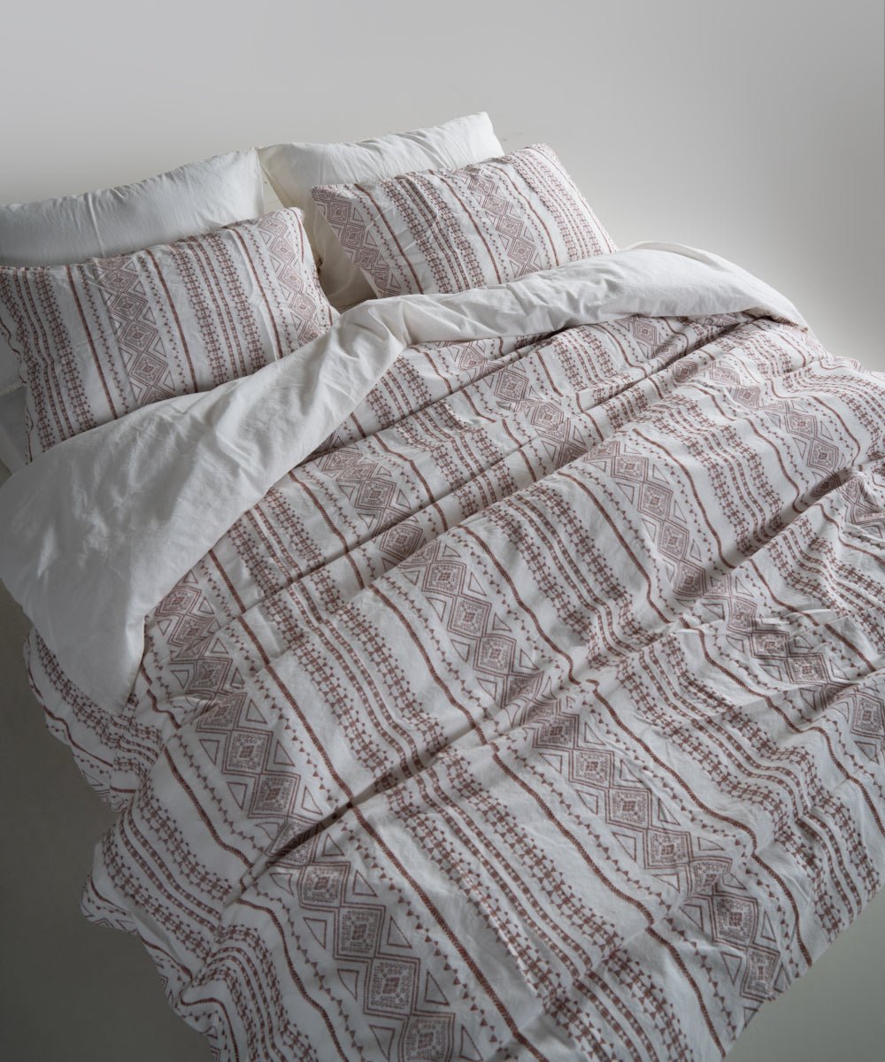 Stonewash 100% Soft Cotton Duvet Cover Set Coastal Trio - Cream