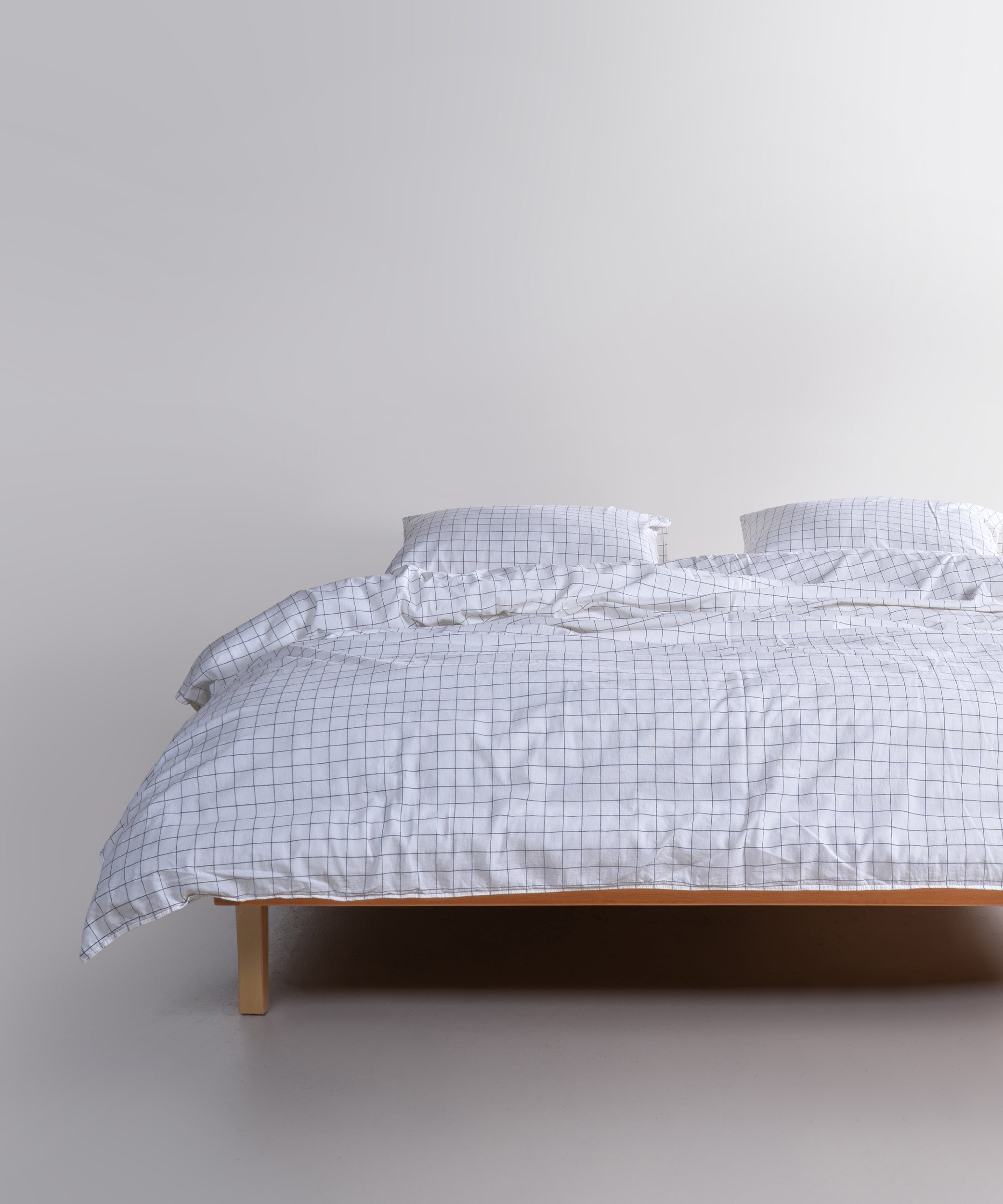 Main view of the Inara duvet cover set in Snow White, made from 100% stonewashed cotton with a soft, relaxed finish.