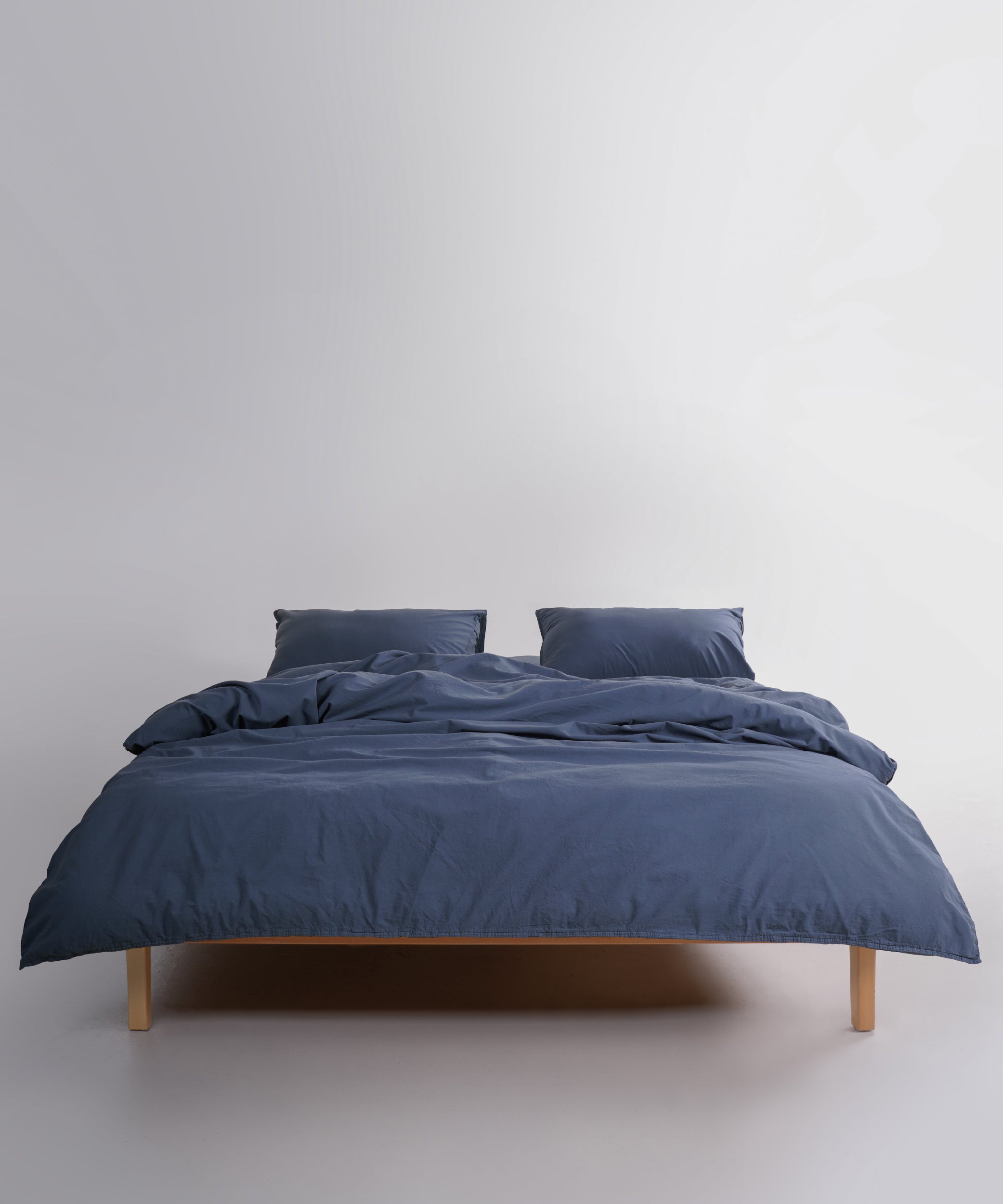 Natural grey stonewashed cotton duvet cover set creating a calm, modern UK bedroom look