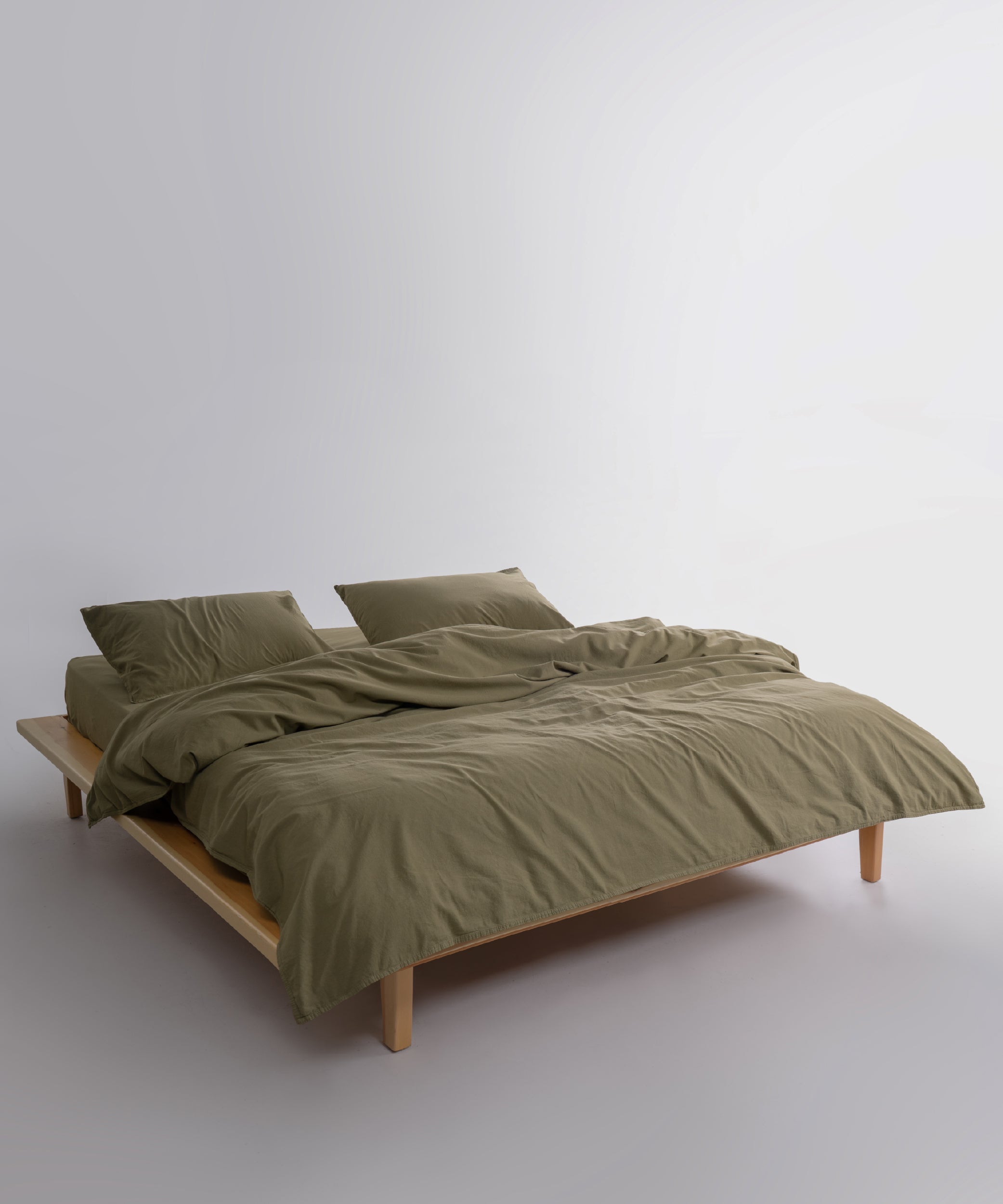 Olive Cotton Duvet Cover Set | Natural Comfort & Relaxed Elegance