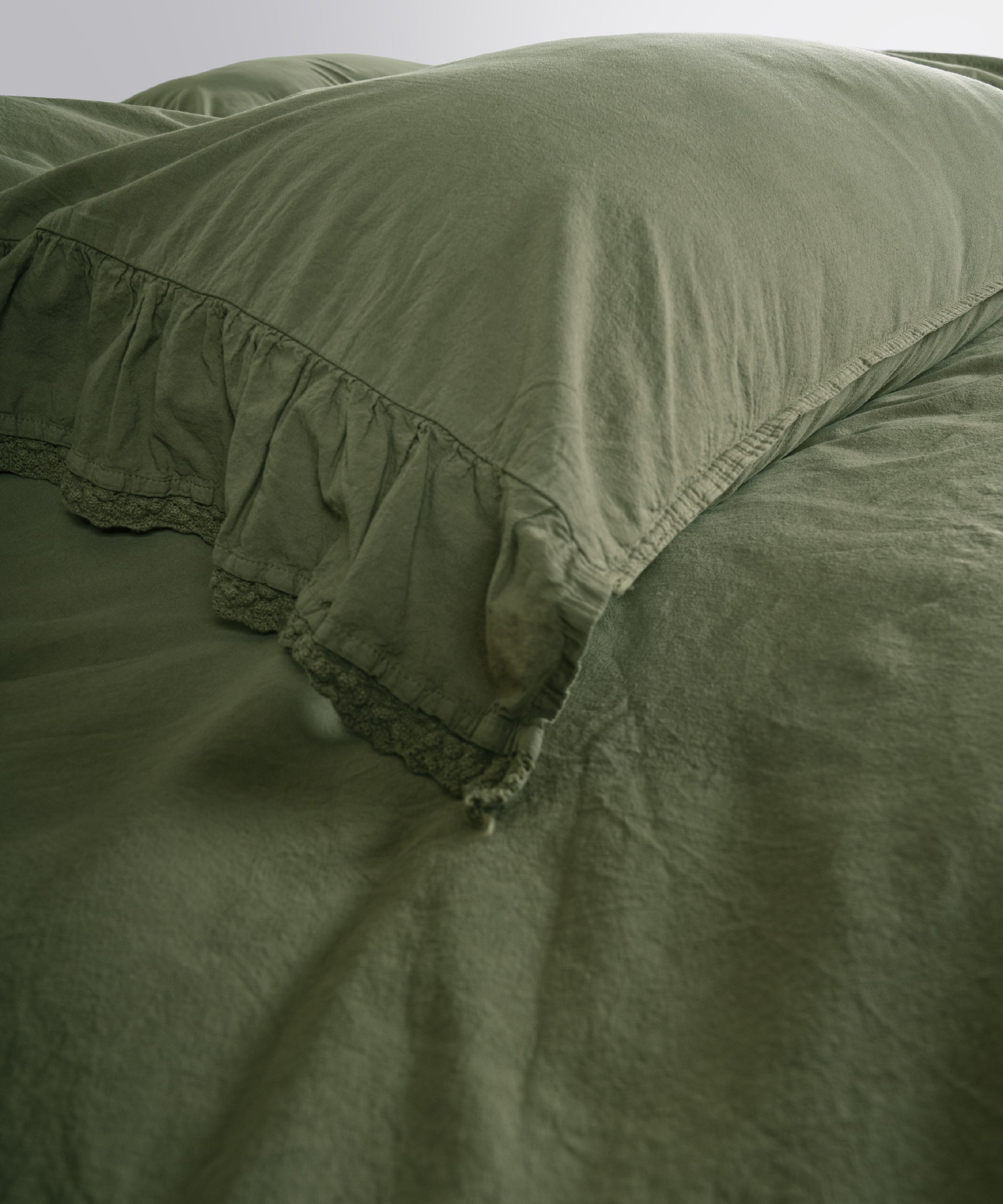 Sicilia Capulet Olive 100 percent cotton duvet cover set breathable natural luxury bedding for UK homes