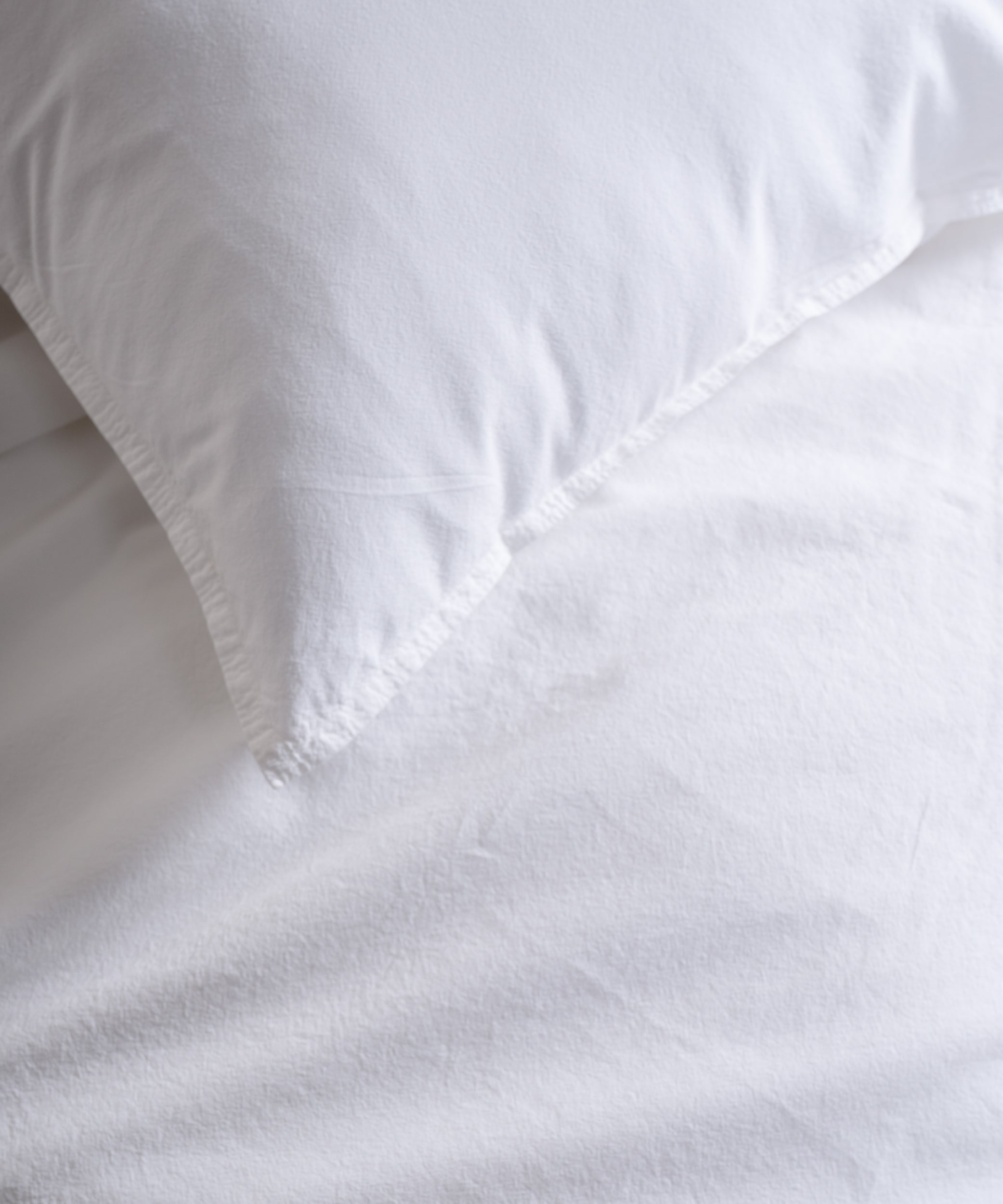 Snow White stonewashed 100% cotton pillowcase set 50x75cm, breathable soft white bedding by Limasso London.