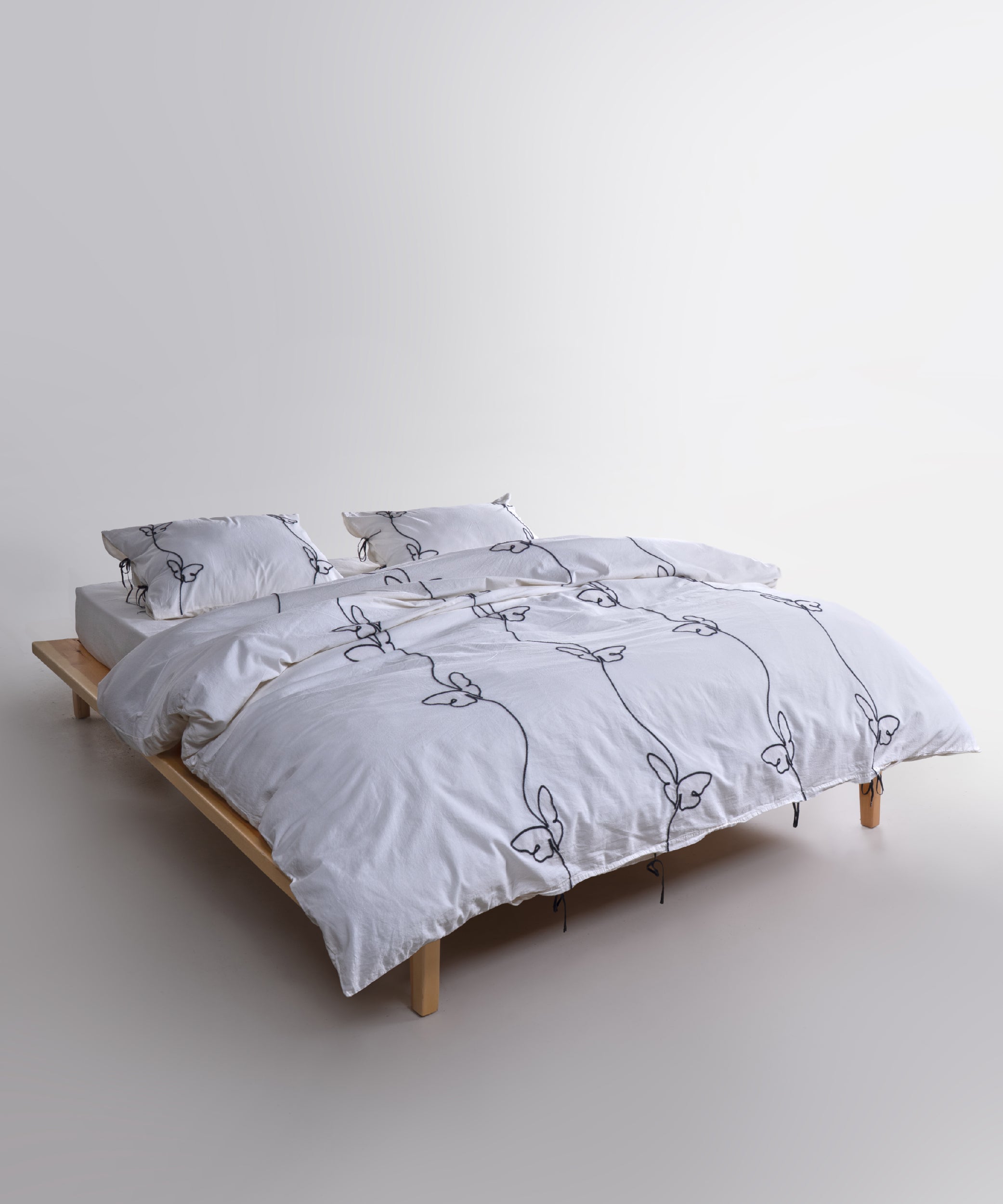 Stonewashed 100% Soft Cotton Duvet Cover Set Butterfly