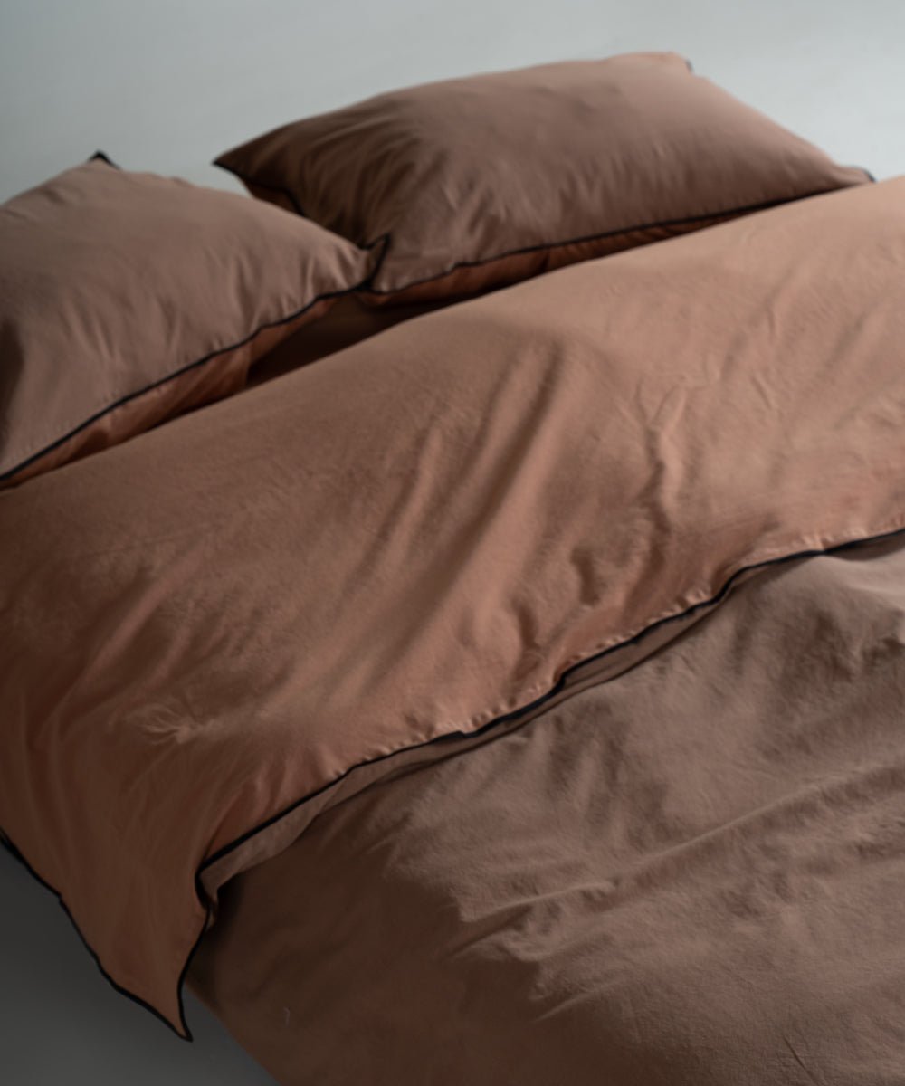 Essualte Stonewashed Reversible 100% Cotton Duvet Cover Set Wood Smoke/Autumn