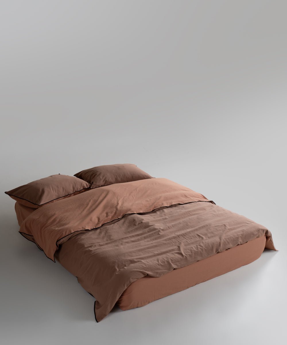 Essualte Stonewashed Reversible 100% Cotton Duvet Cover Set Wood Smoke/Autumn
