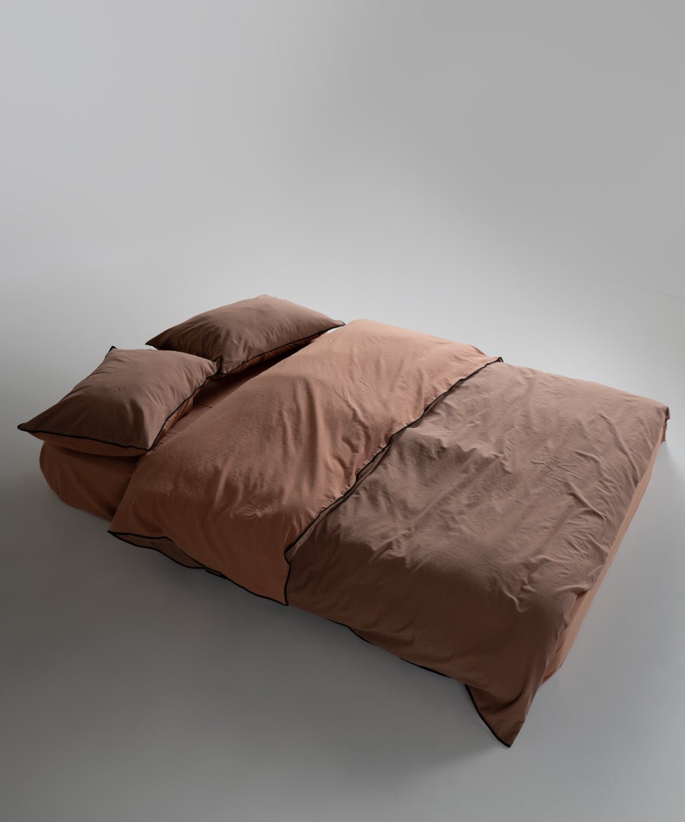 Essualte Stonewashed Reversible 100% Cotton Duvet Cover Set Wood Smoke/Autumn