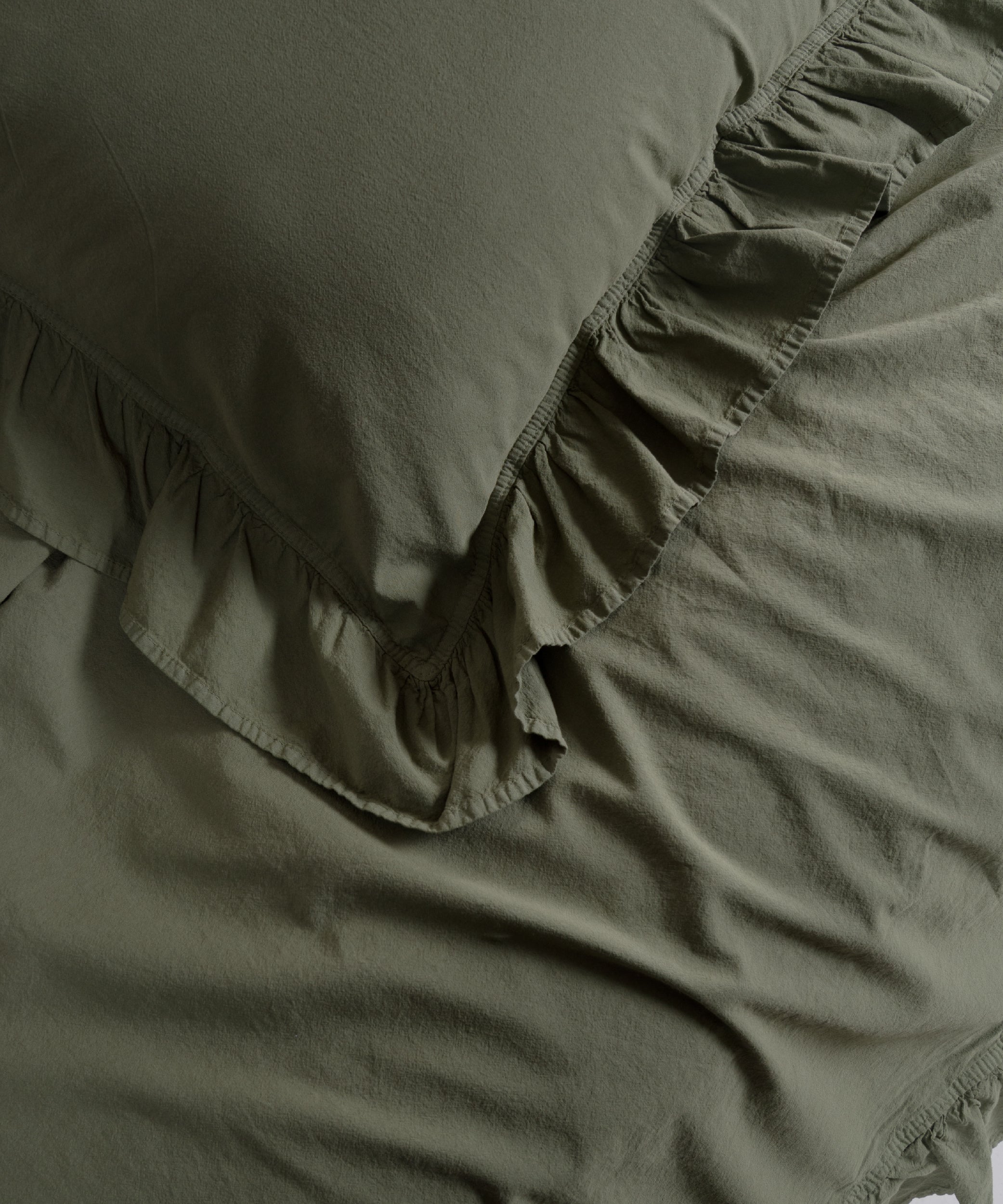Stonewashed Exclusive 100% Soft Cotton Ruffled Duvet Cover Capulet Olive