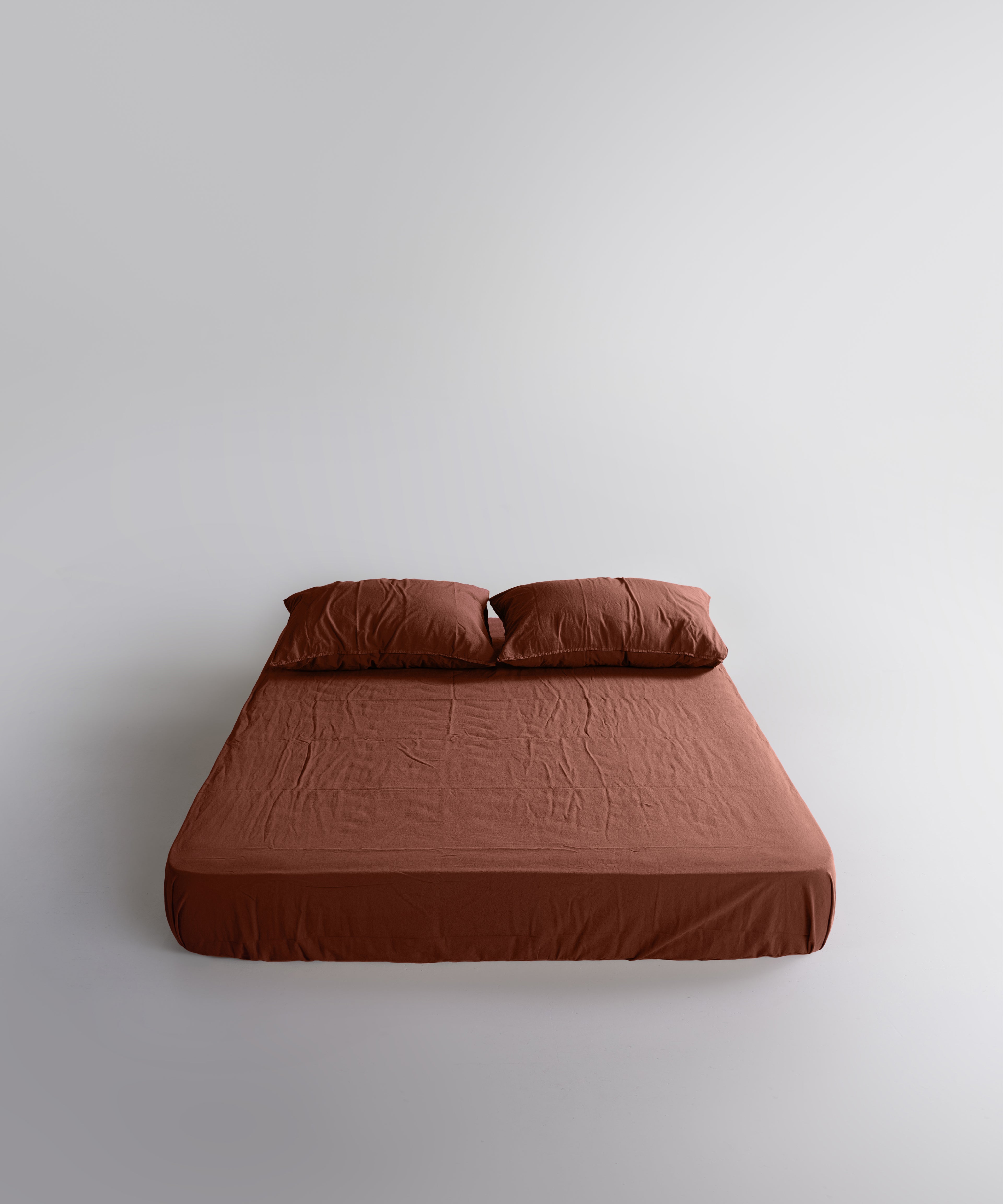 Stonewash 100% Soft Cotton Fitted Sheet Set Cinnamon Stick