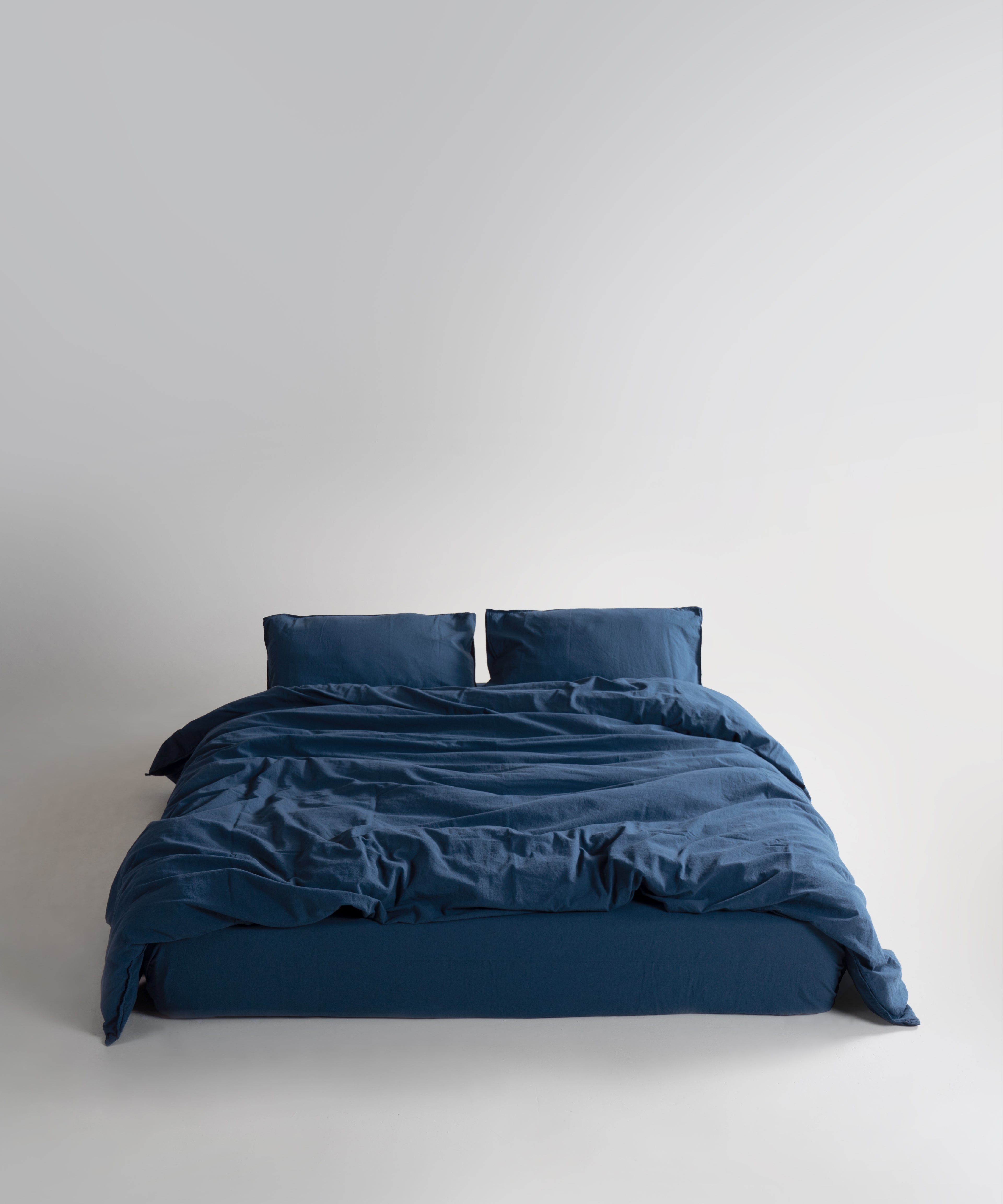 Stonewash 100% Soft Cotton Fitted Sheet Set Dress Blue