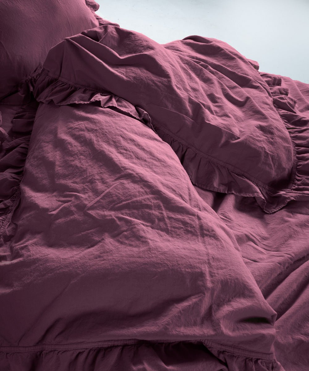 Stonewash Exclusive 100% Soft Cotton Duvet Cover Set Raspberry