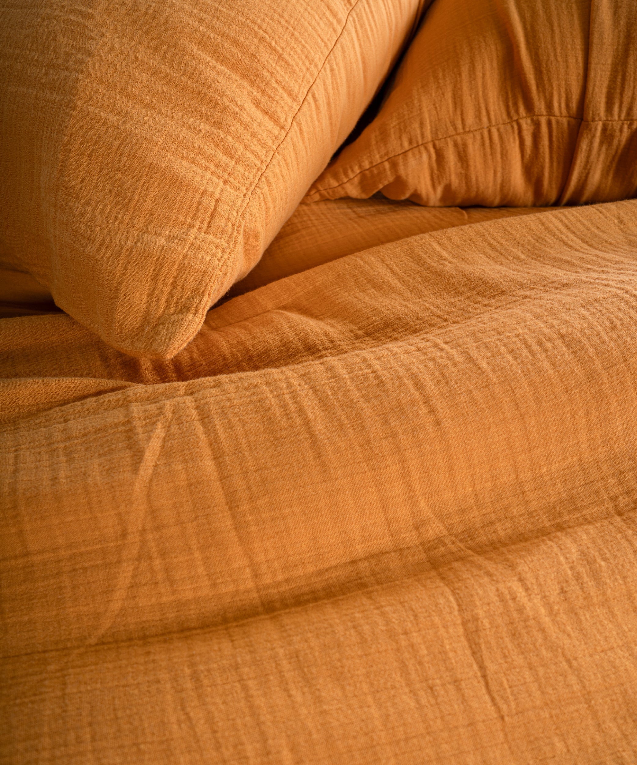 Cloud 100% Natural Cotton Gauze-Muslin Duvet Cover Set Mustard